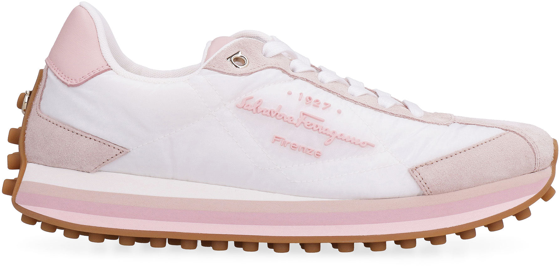 Leather and fabric low-top sneakers