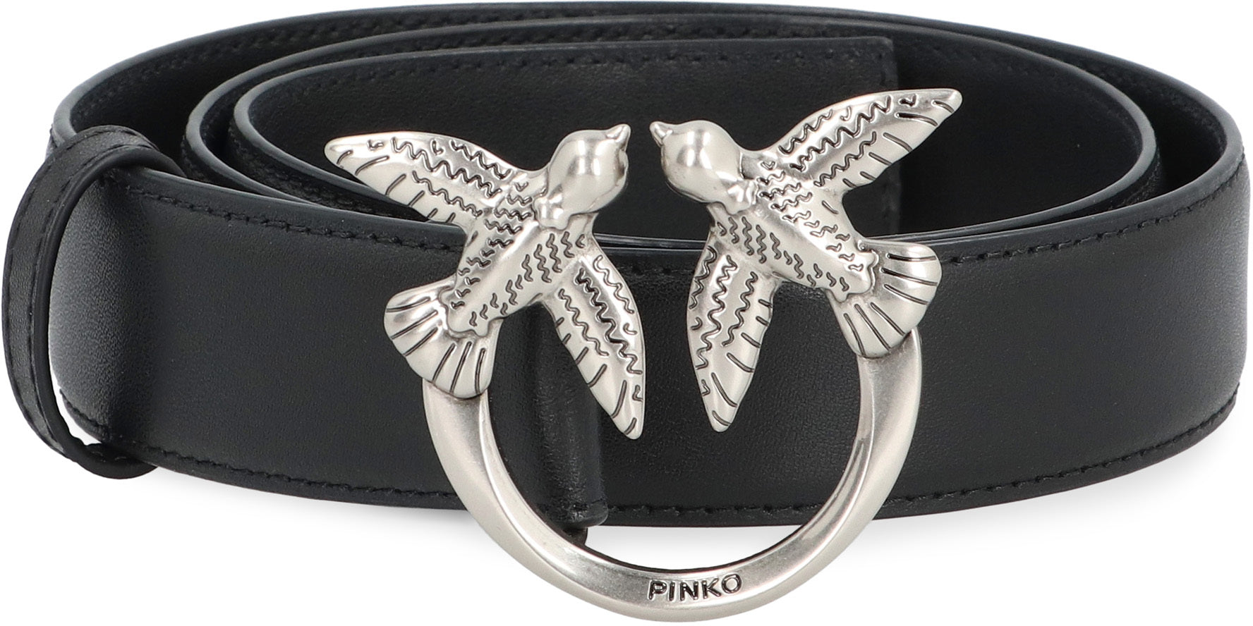 Logo buckle leather belt