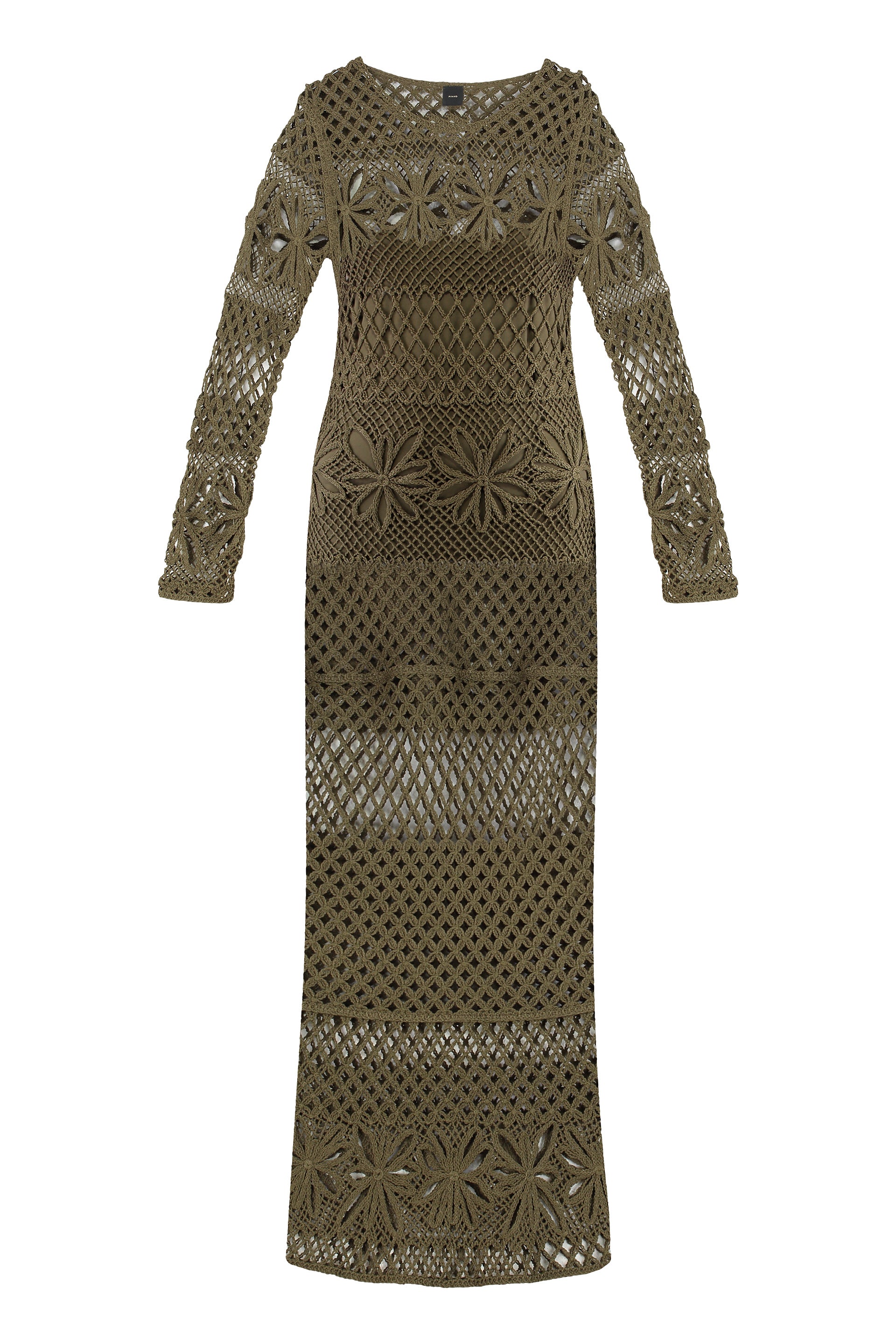 Openwork-knit long dress