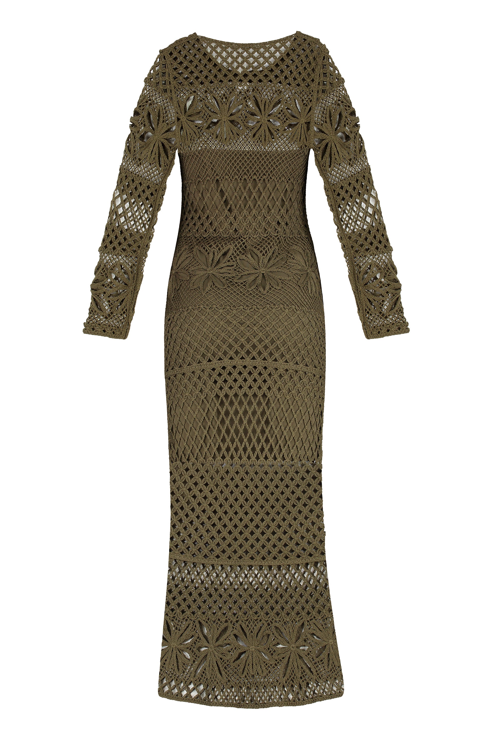 Openwork-knit long dress