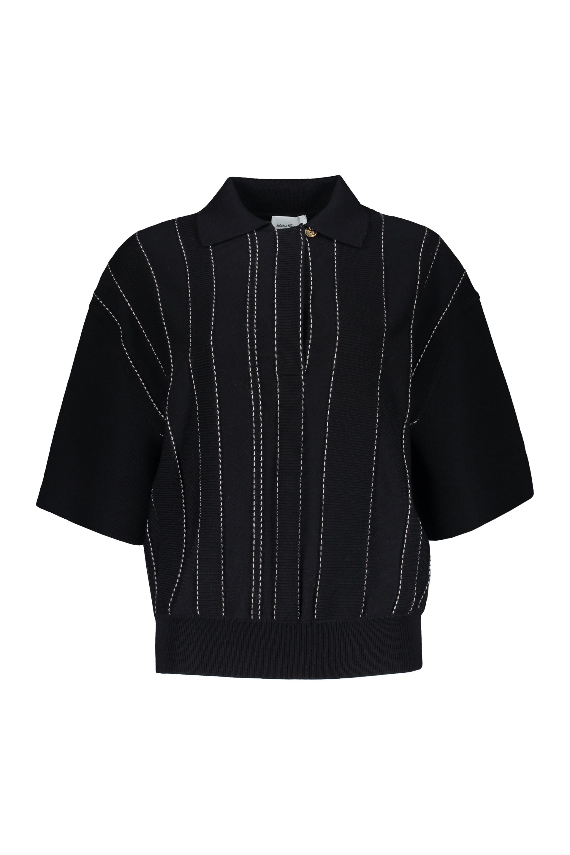 Knitted wool polo shirt