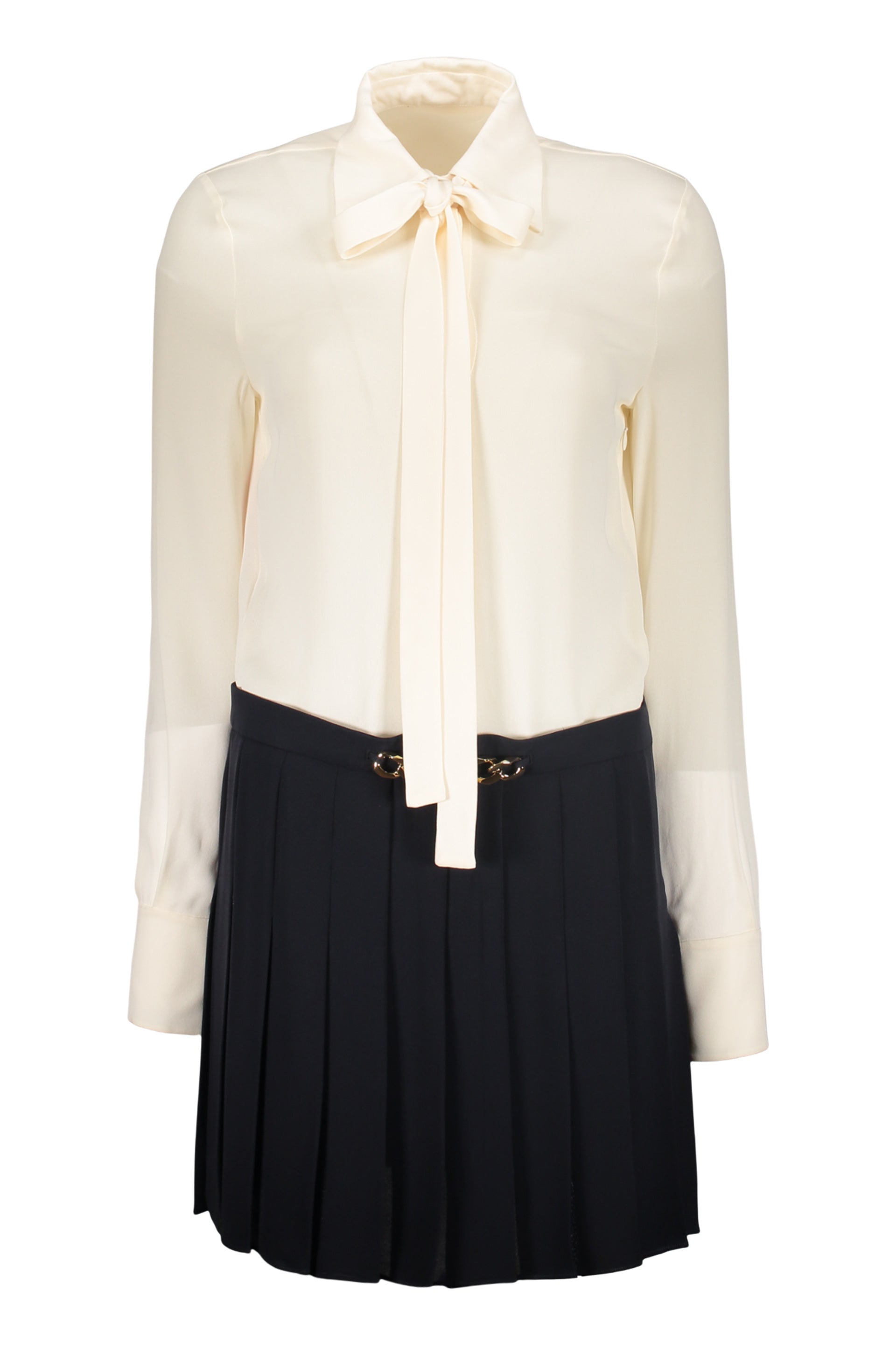 Elegant dress with knot and sophisticated contrast