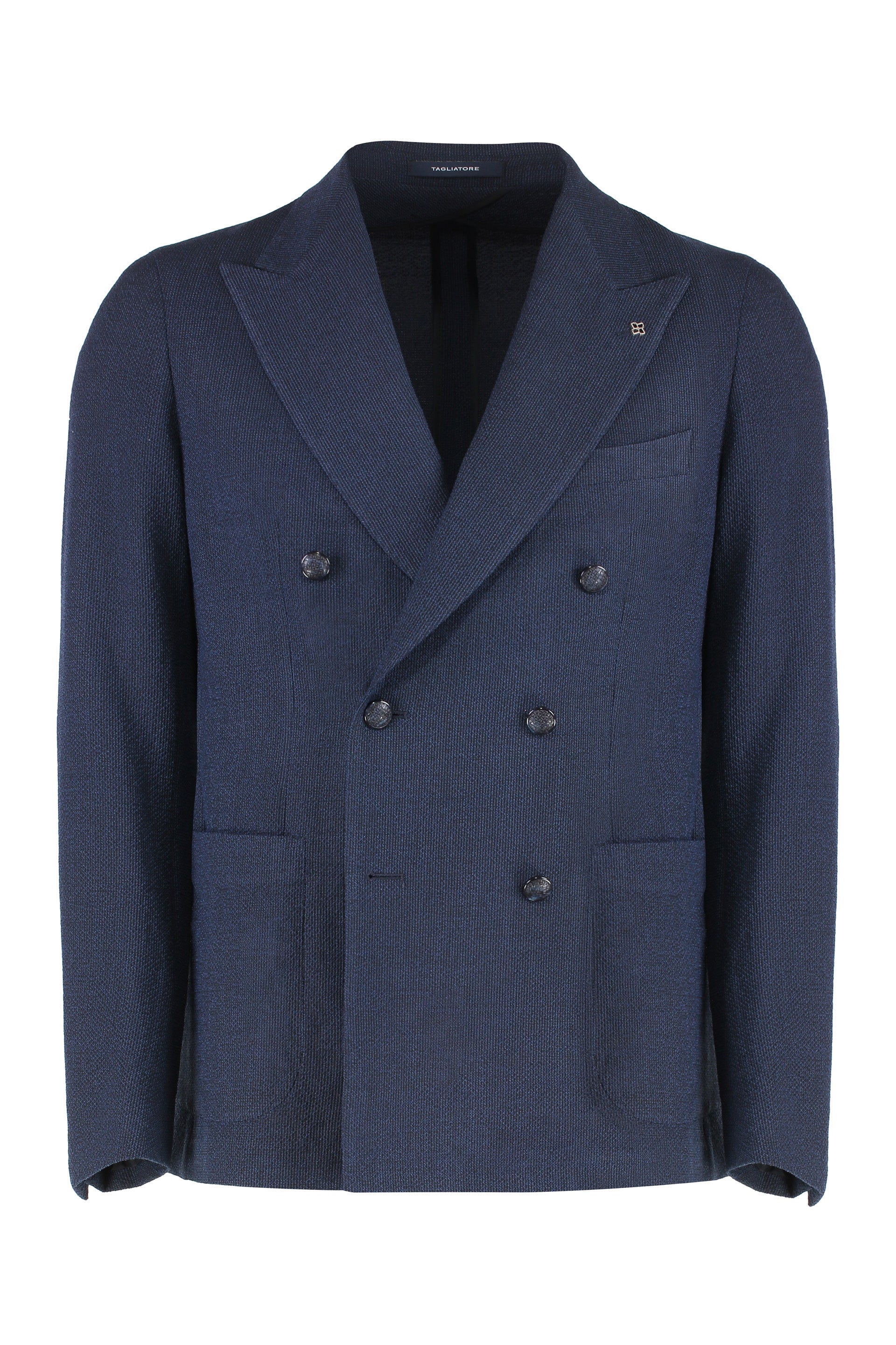Double-breasted virgin wool blend jacket