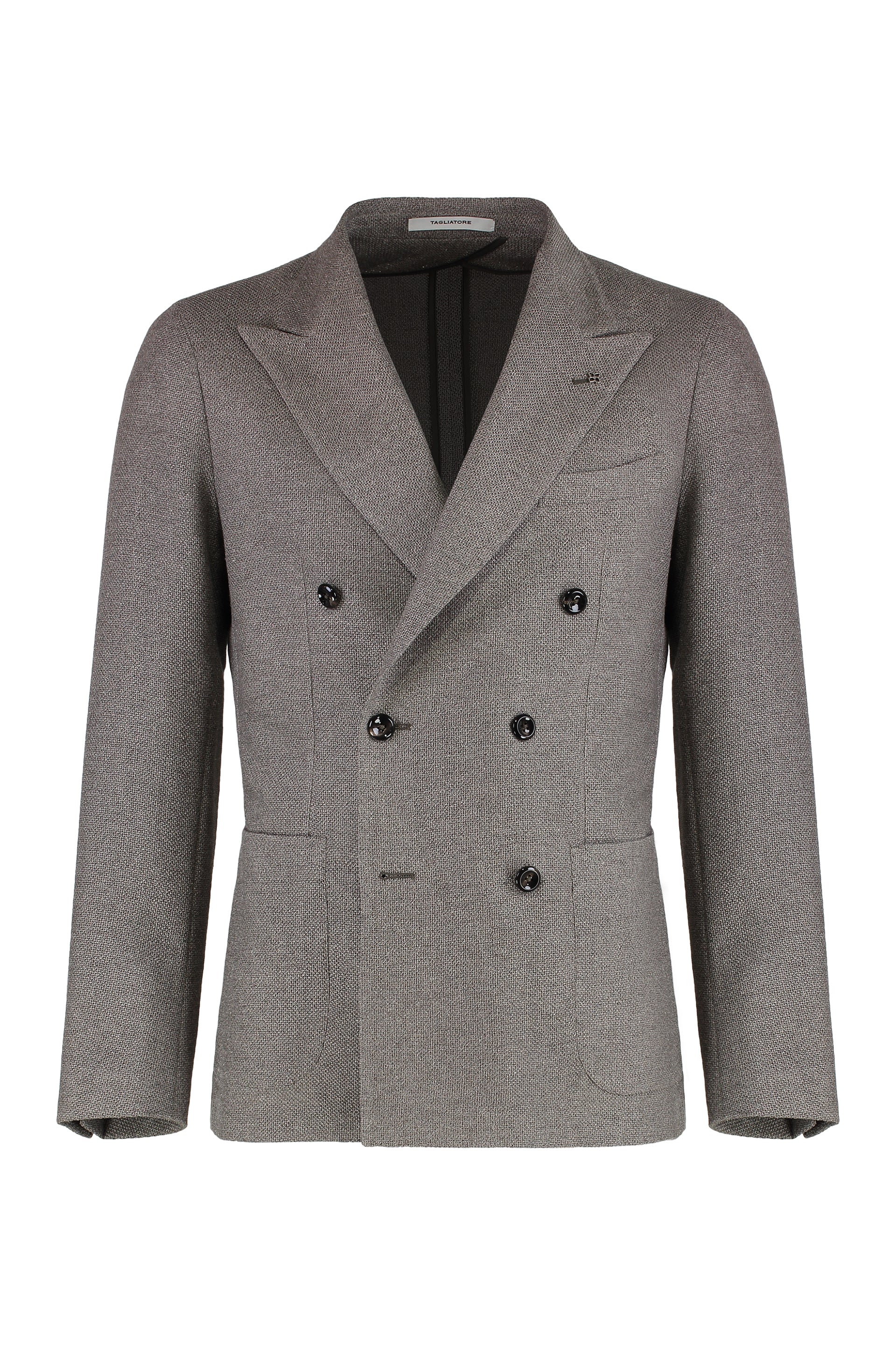 Double-breasted wool and silk jacket