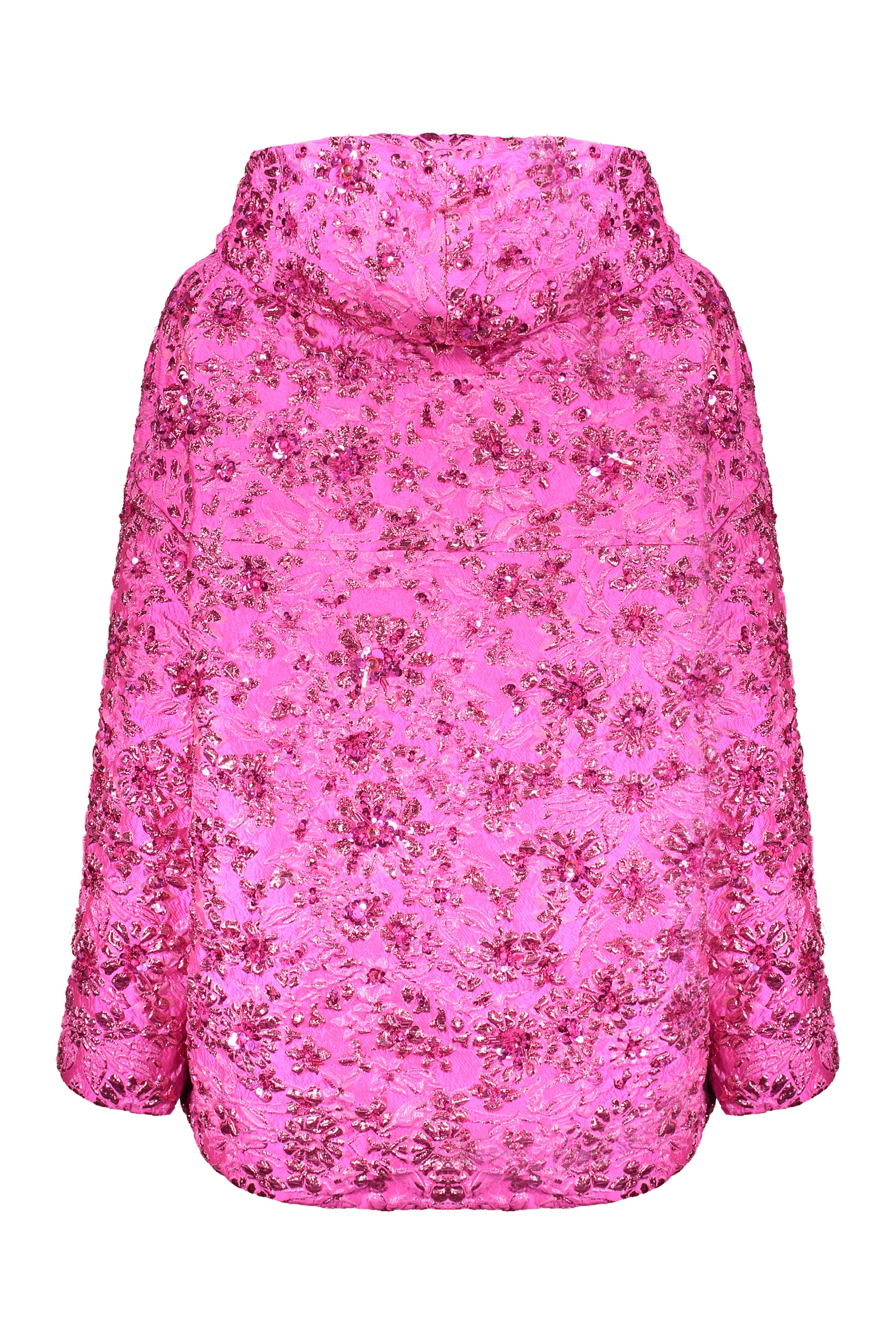 Bright pink hoodie with print