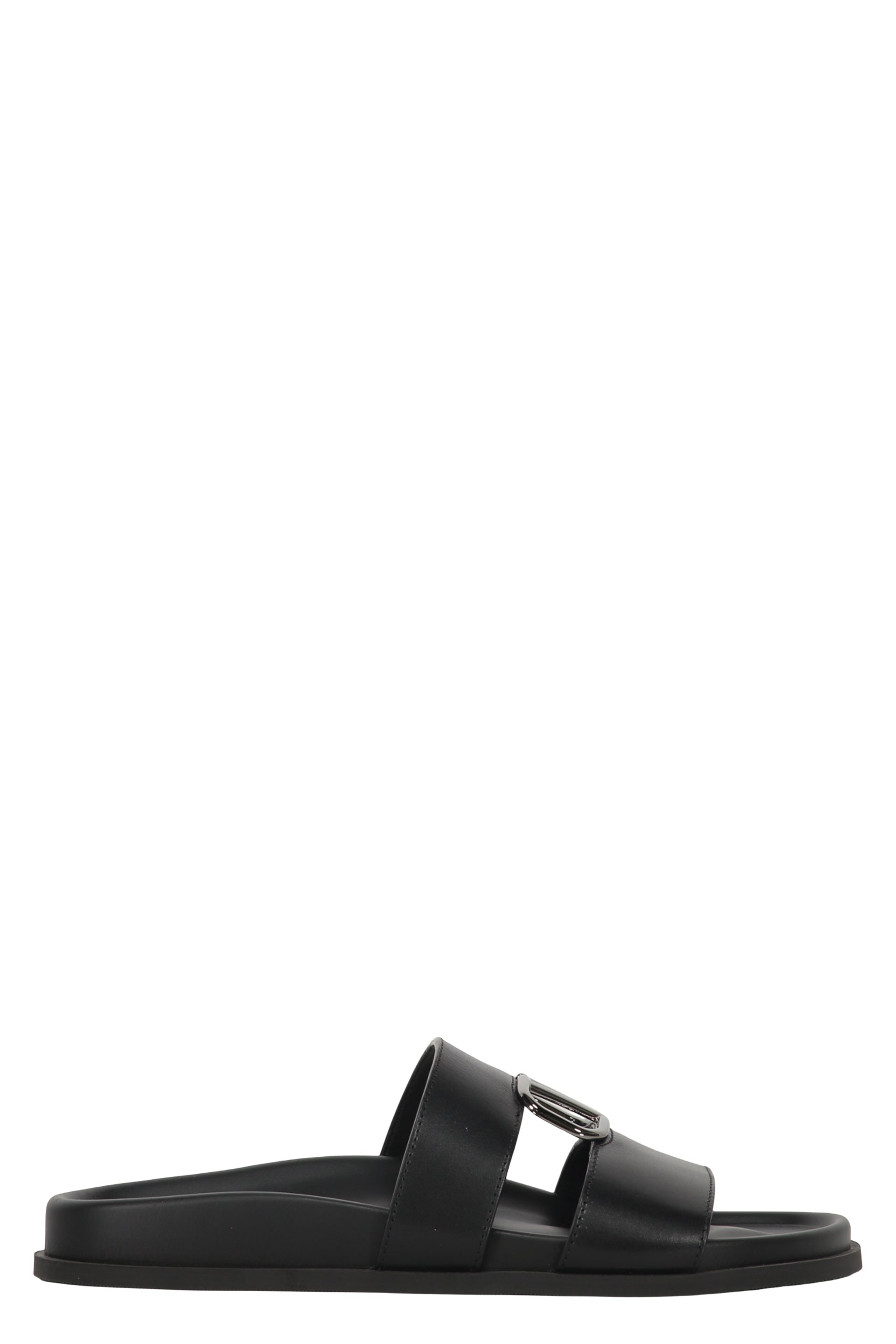 Leather slides with logo
