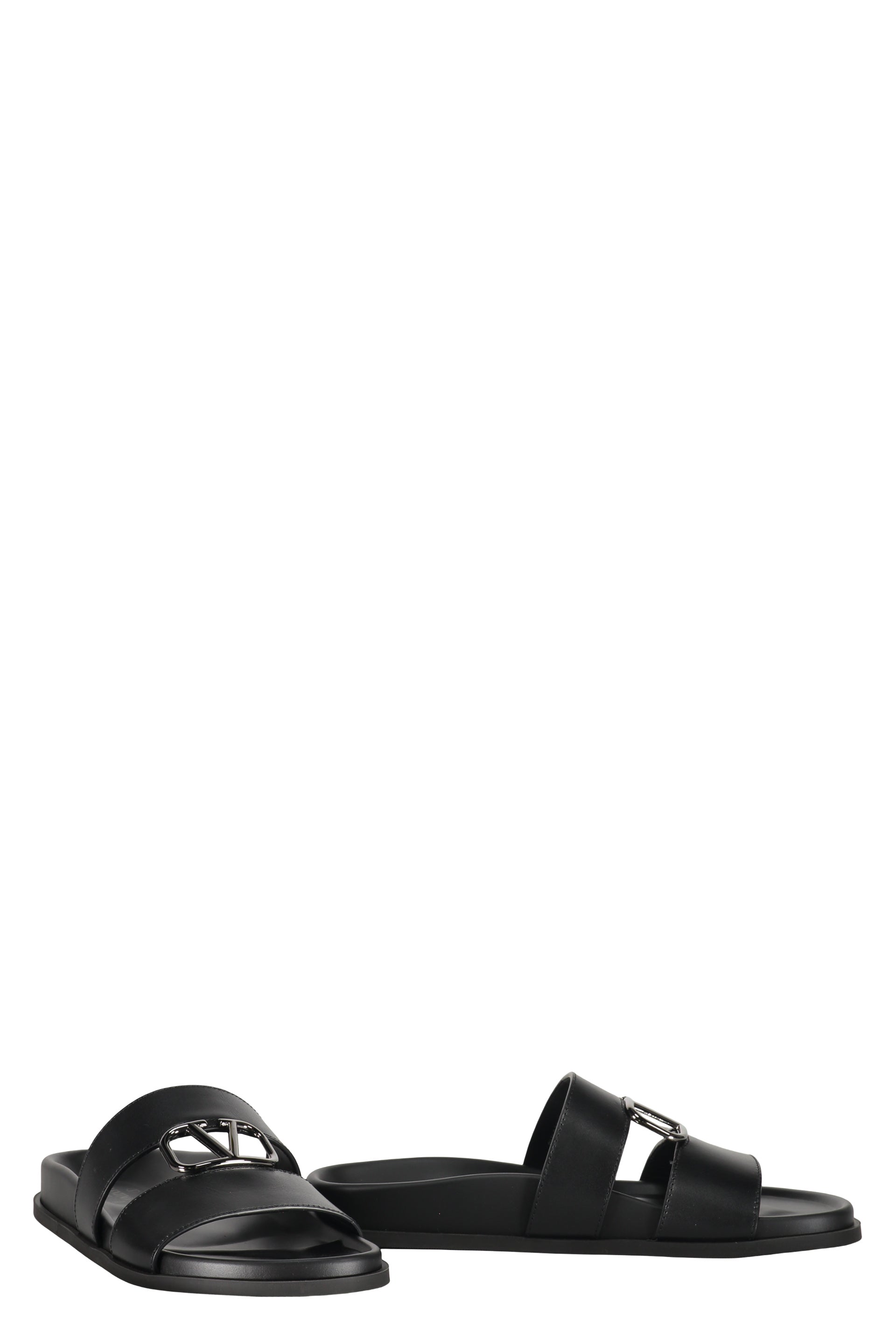 Leather slides with logo