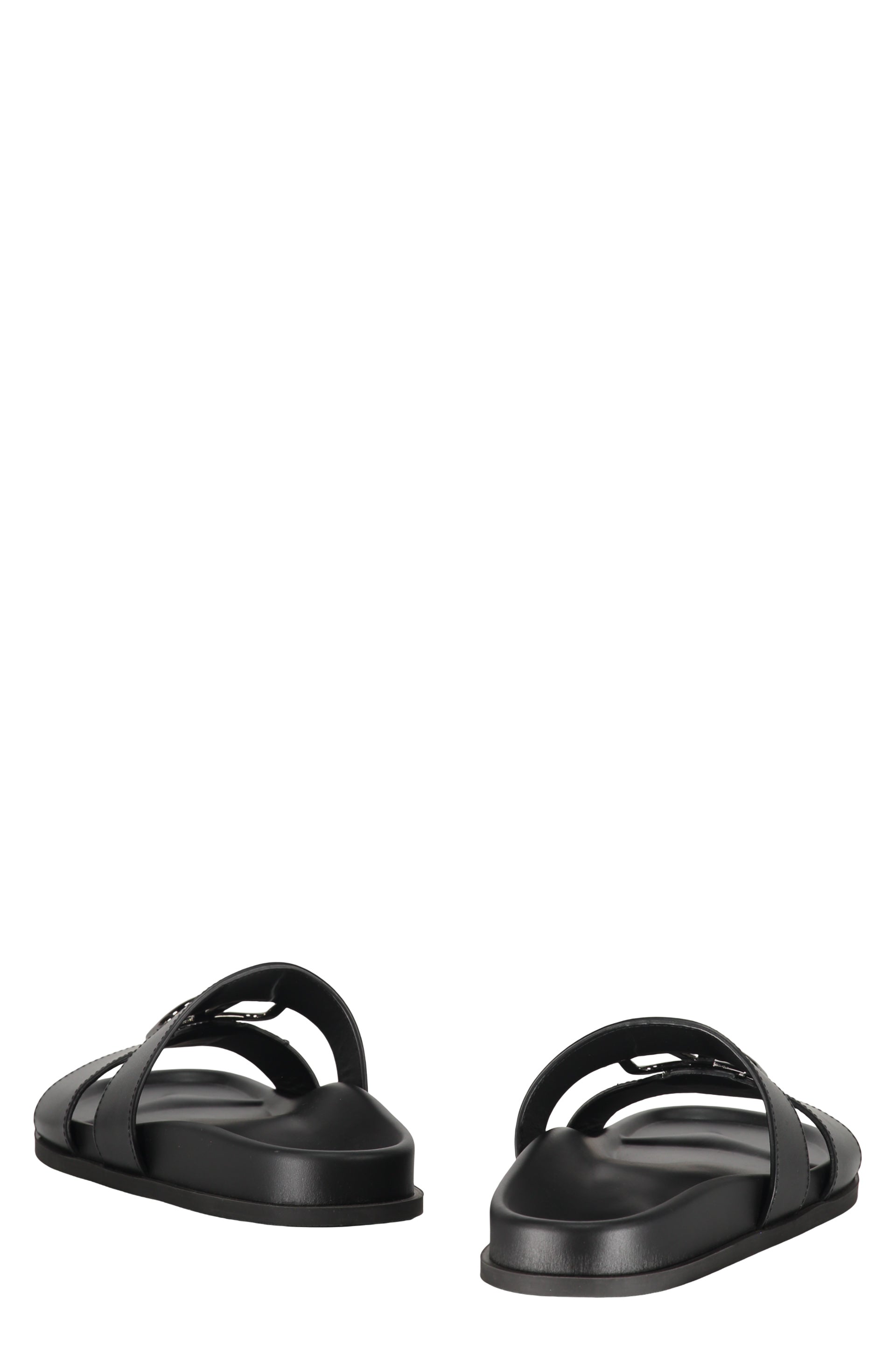 Leather slides with logo