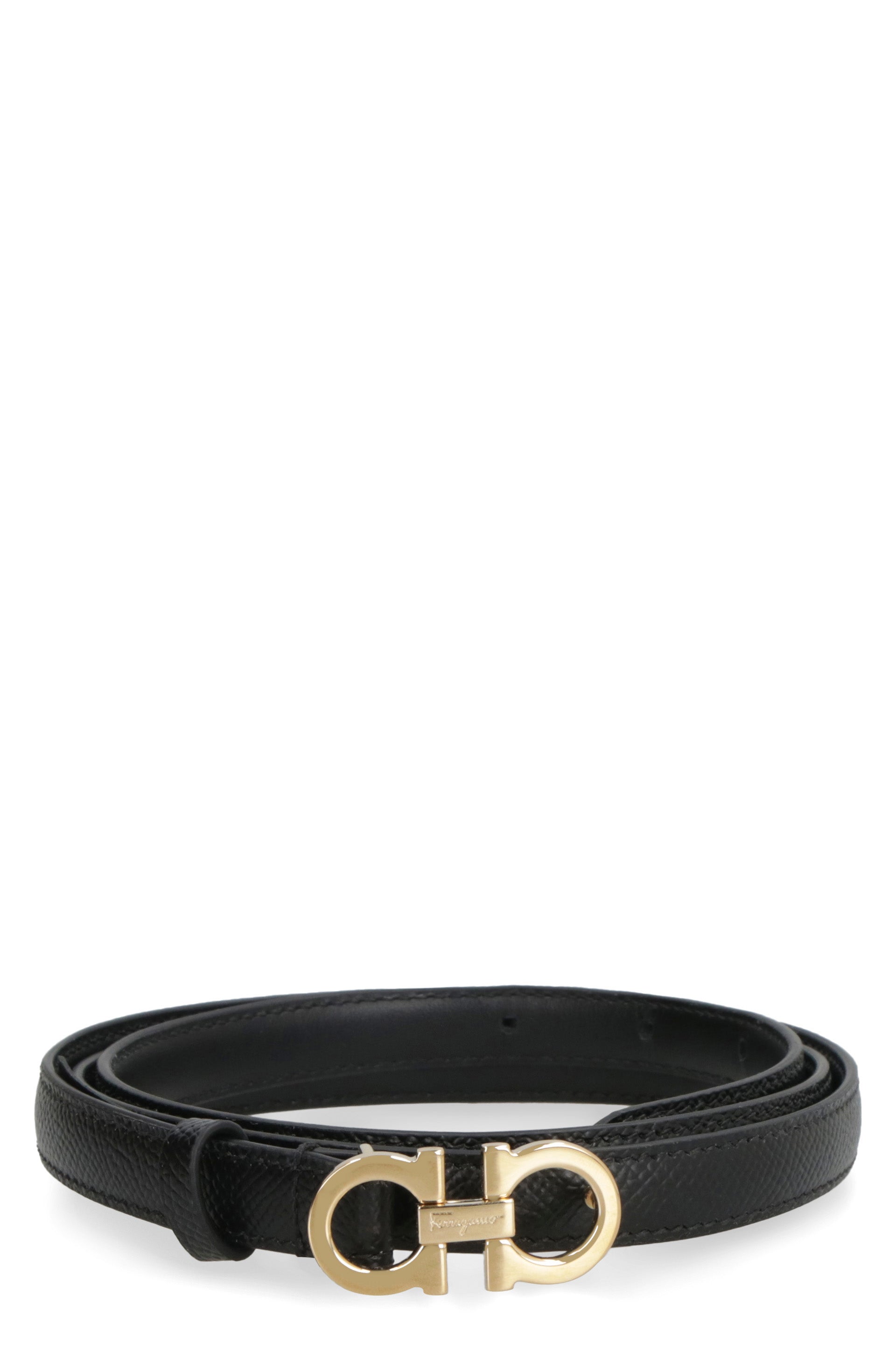 Gancini leather belt