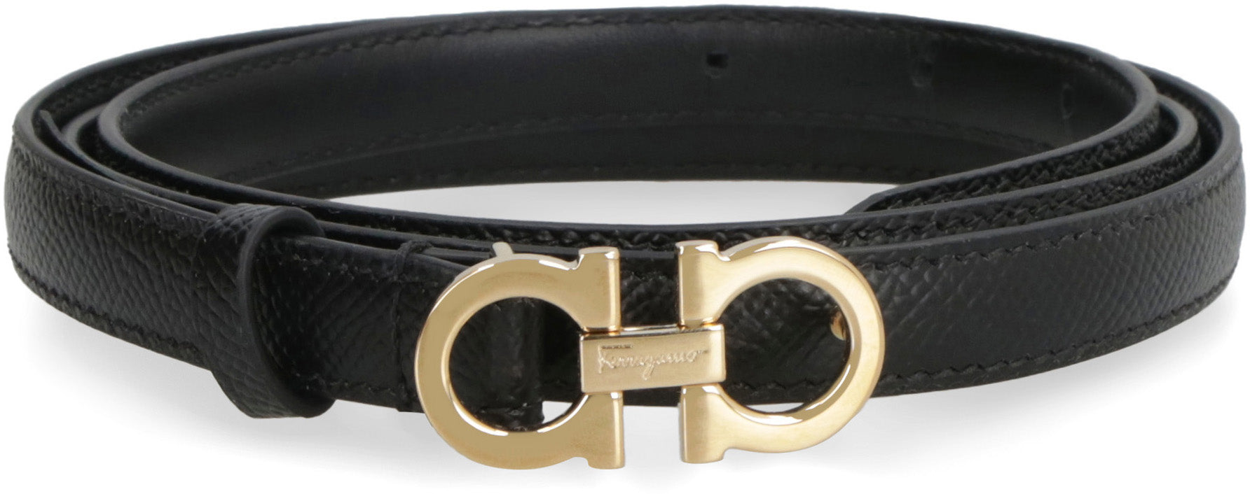 Gancini leather belt