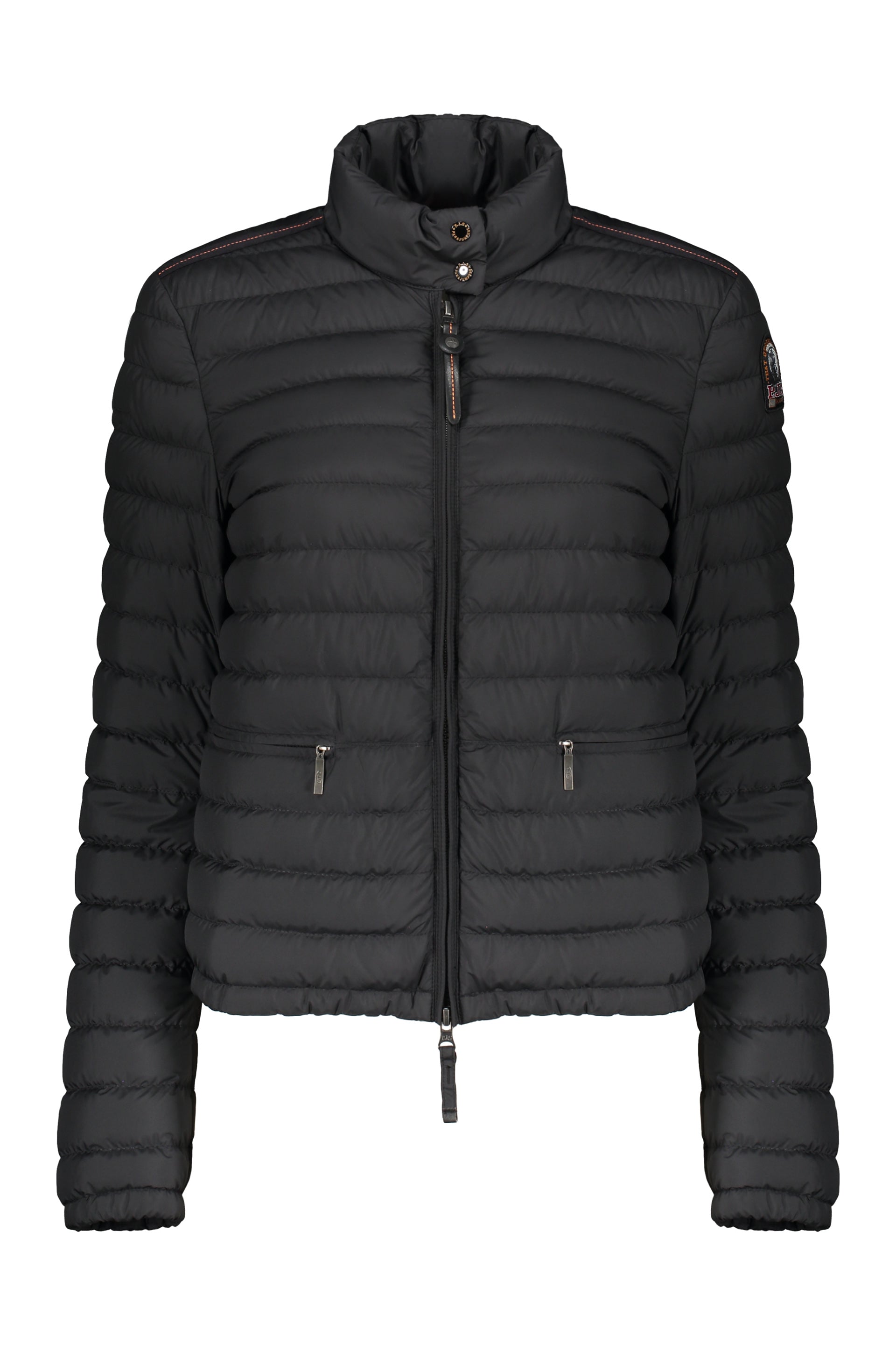 Puffer jacket black with high collar