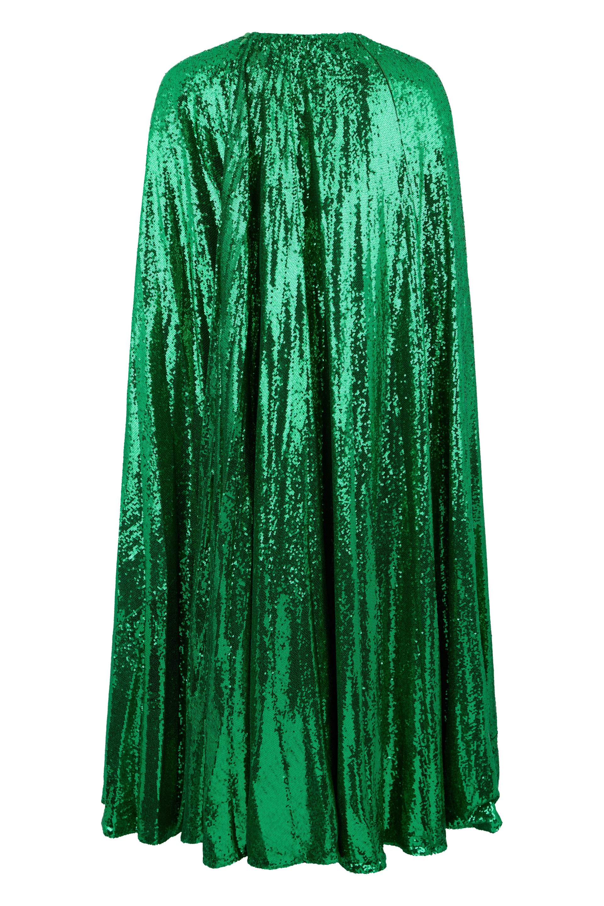 Dressed in a cape with sequins