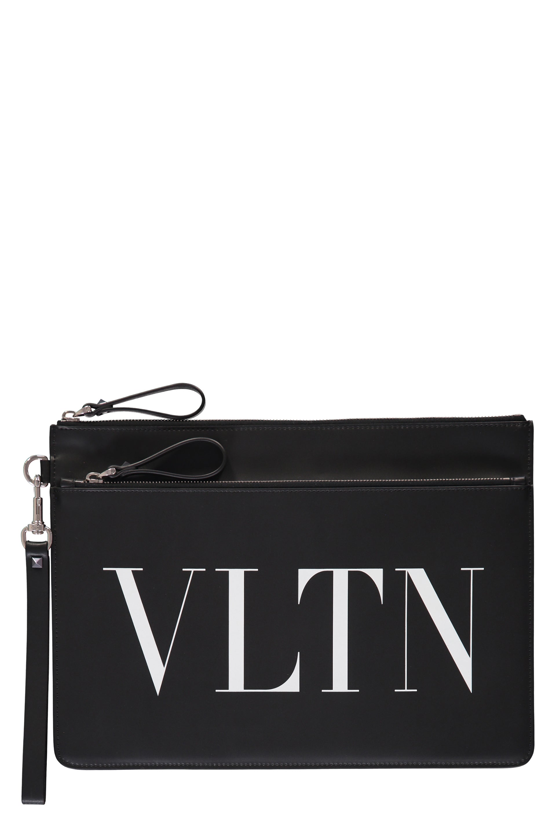 Logo detail flat leather pouch
