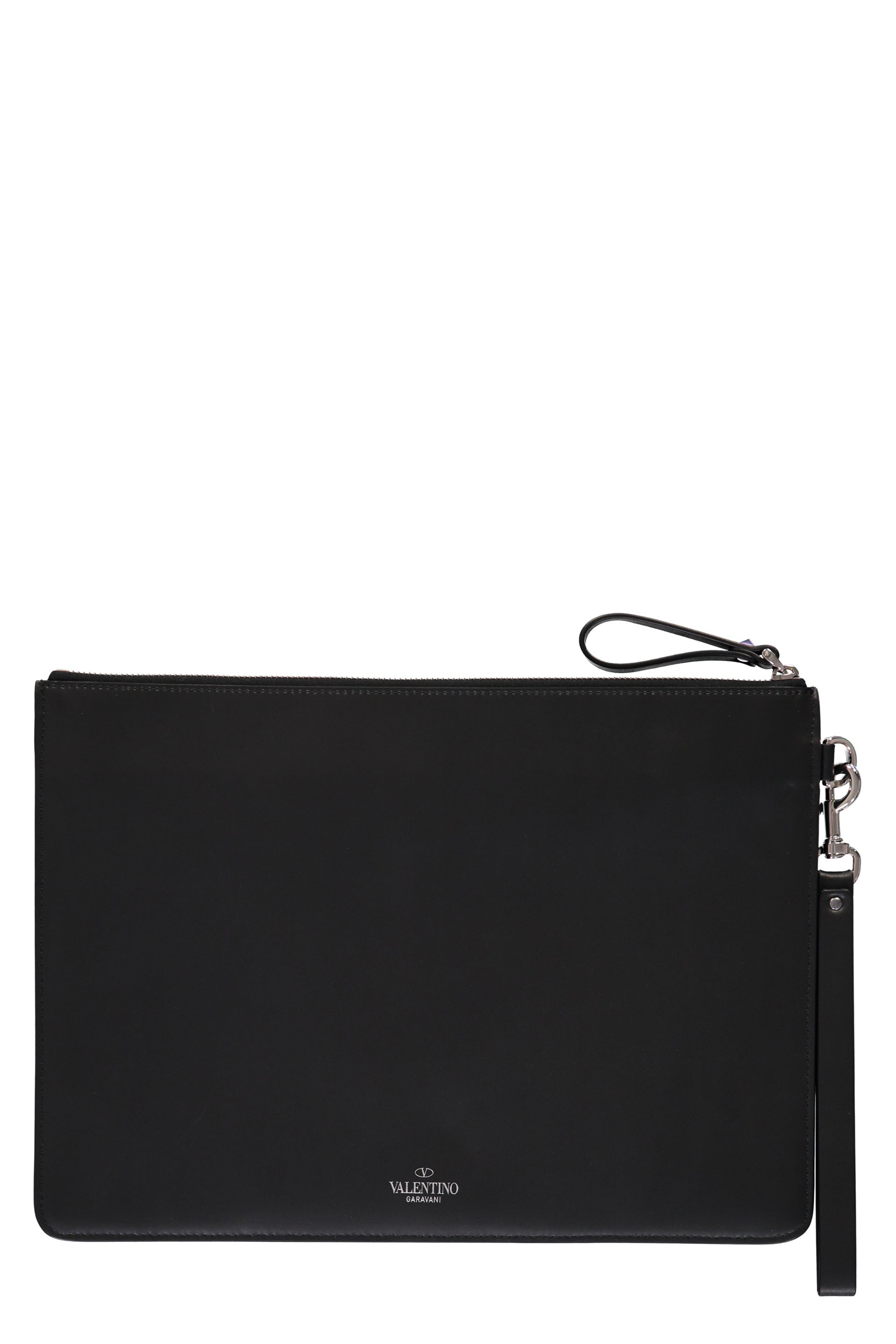 Logo detail flat leather pouch