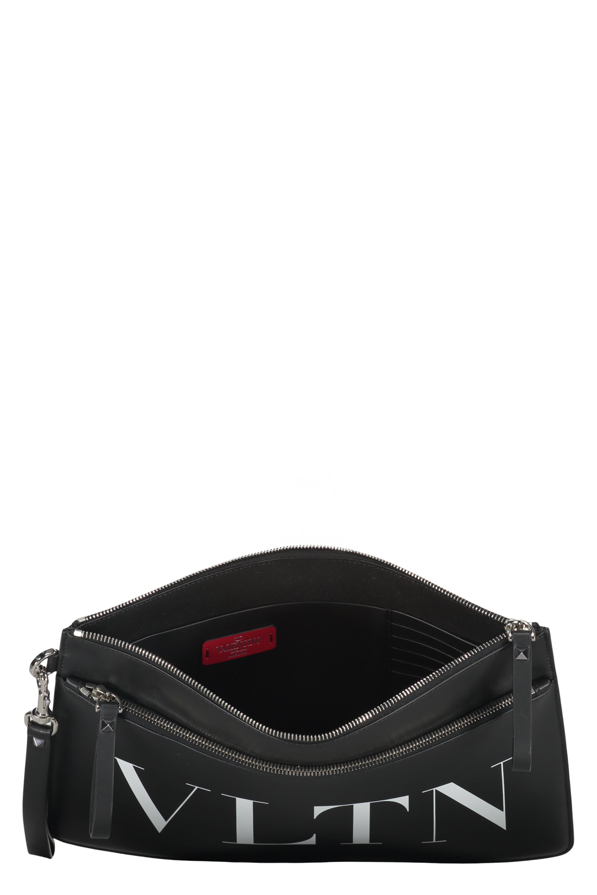 Logo detail flat leather pouch