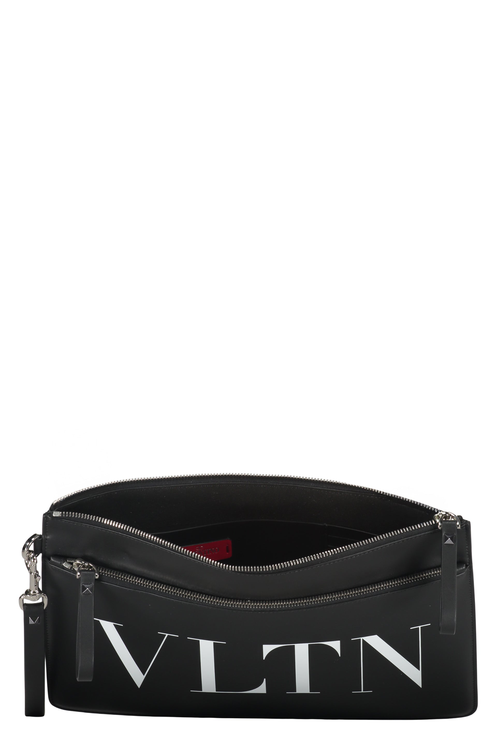 Logo detail flat leather pouch