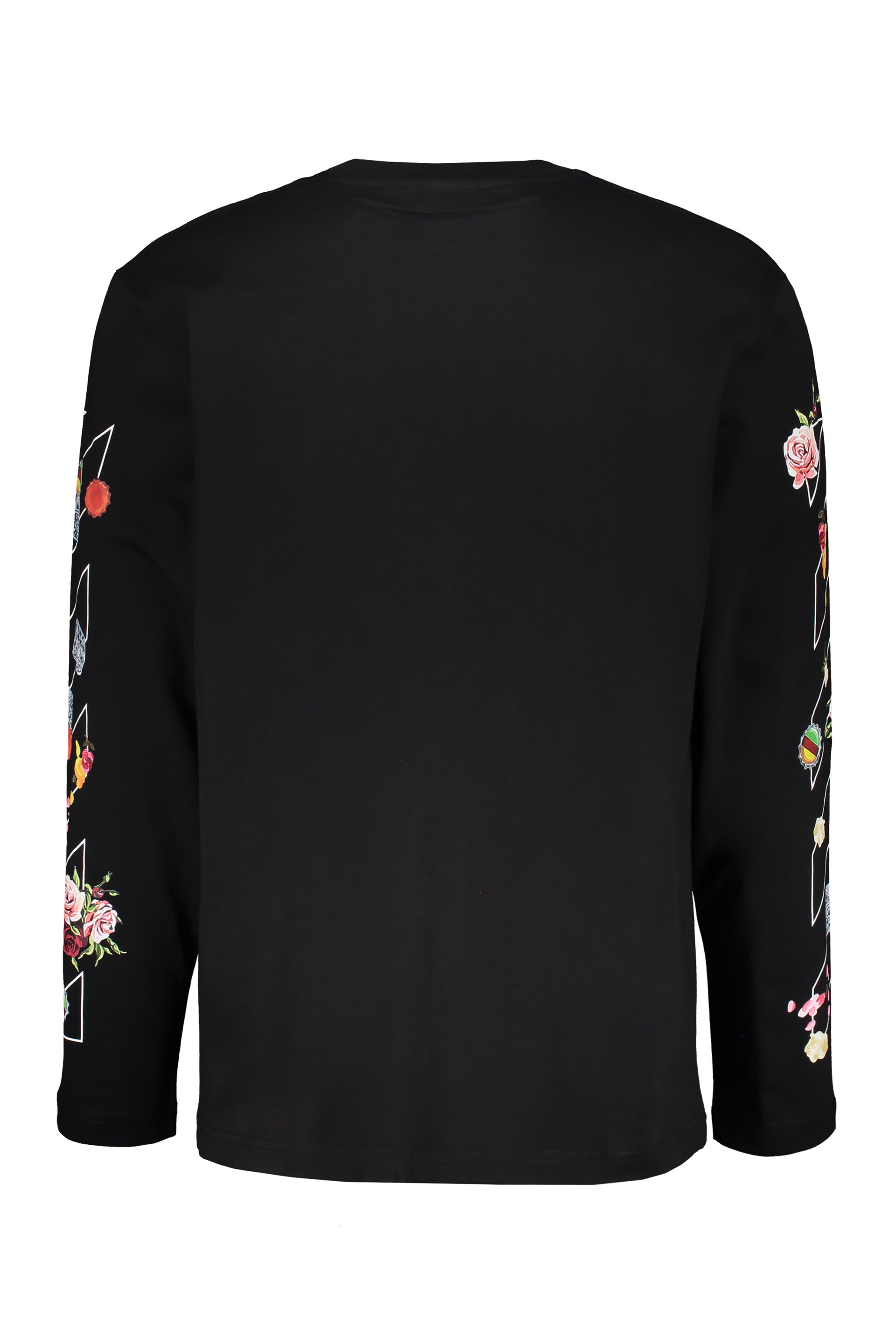 Black long-sleeve t-shirt with modern design