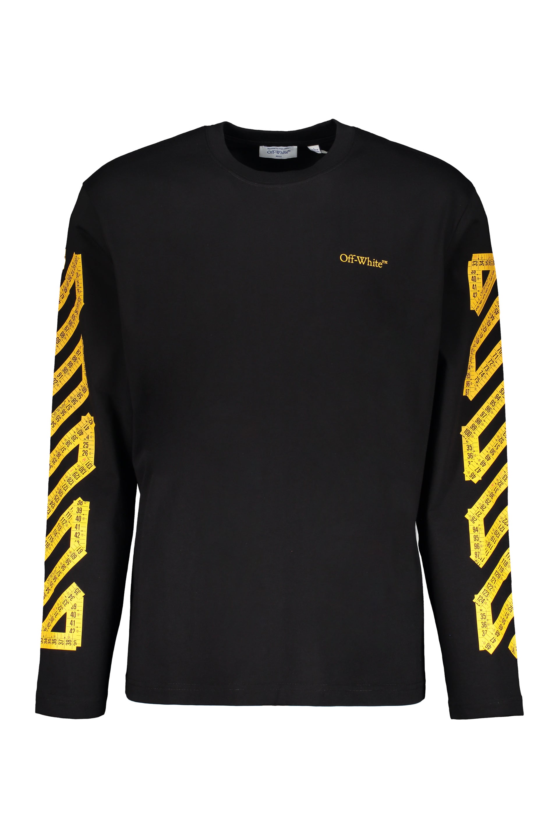 Black long-sleeve t-shirt with yellow logo