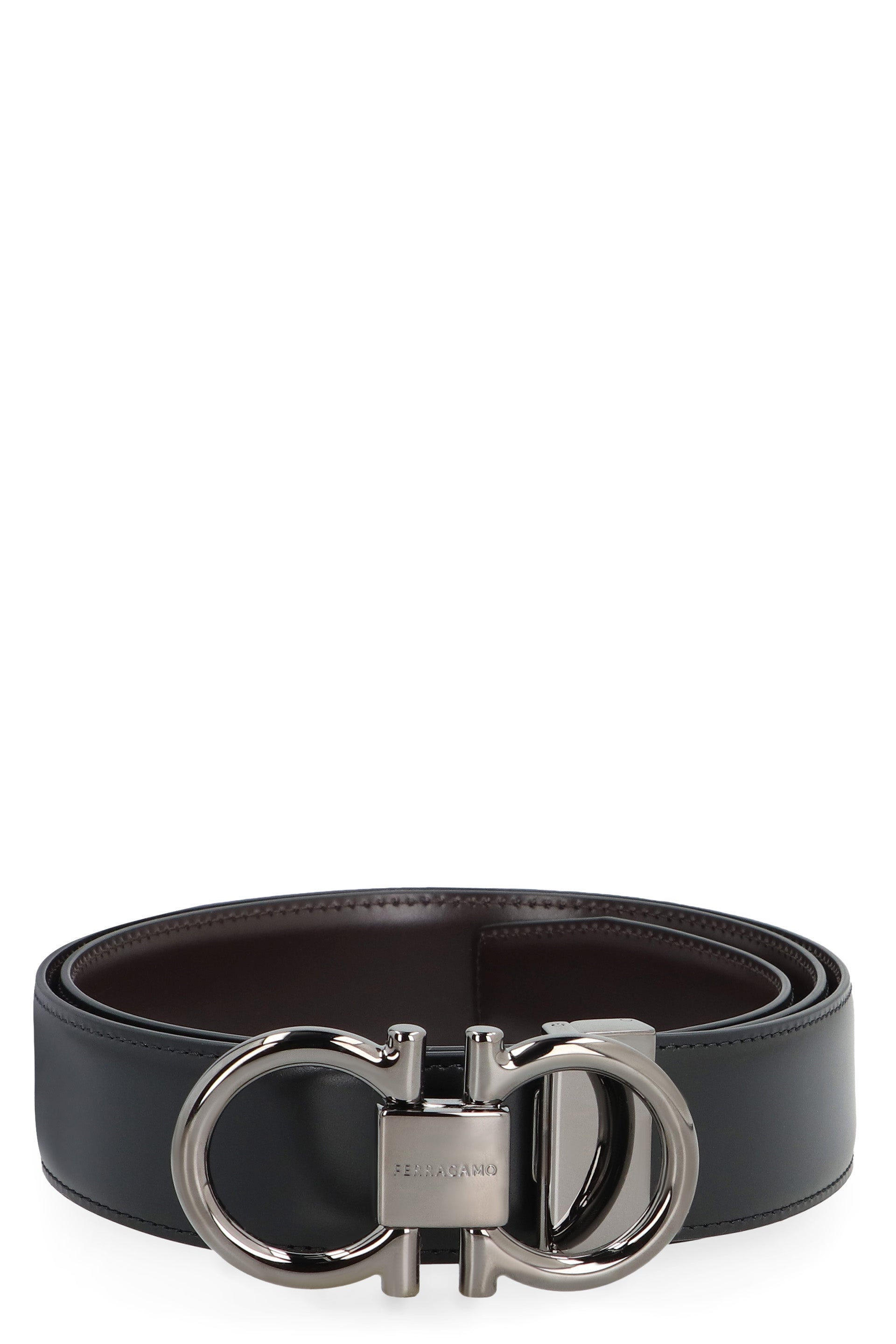 Logo buckle leather belt