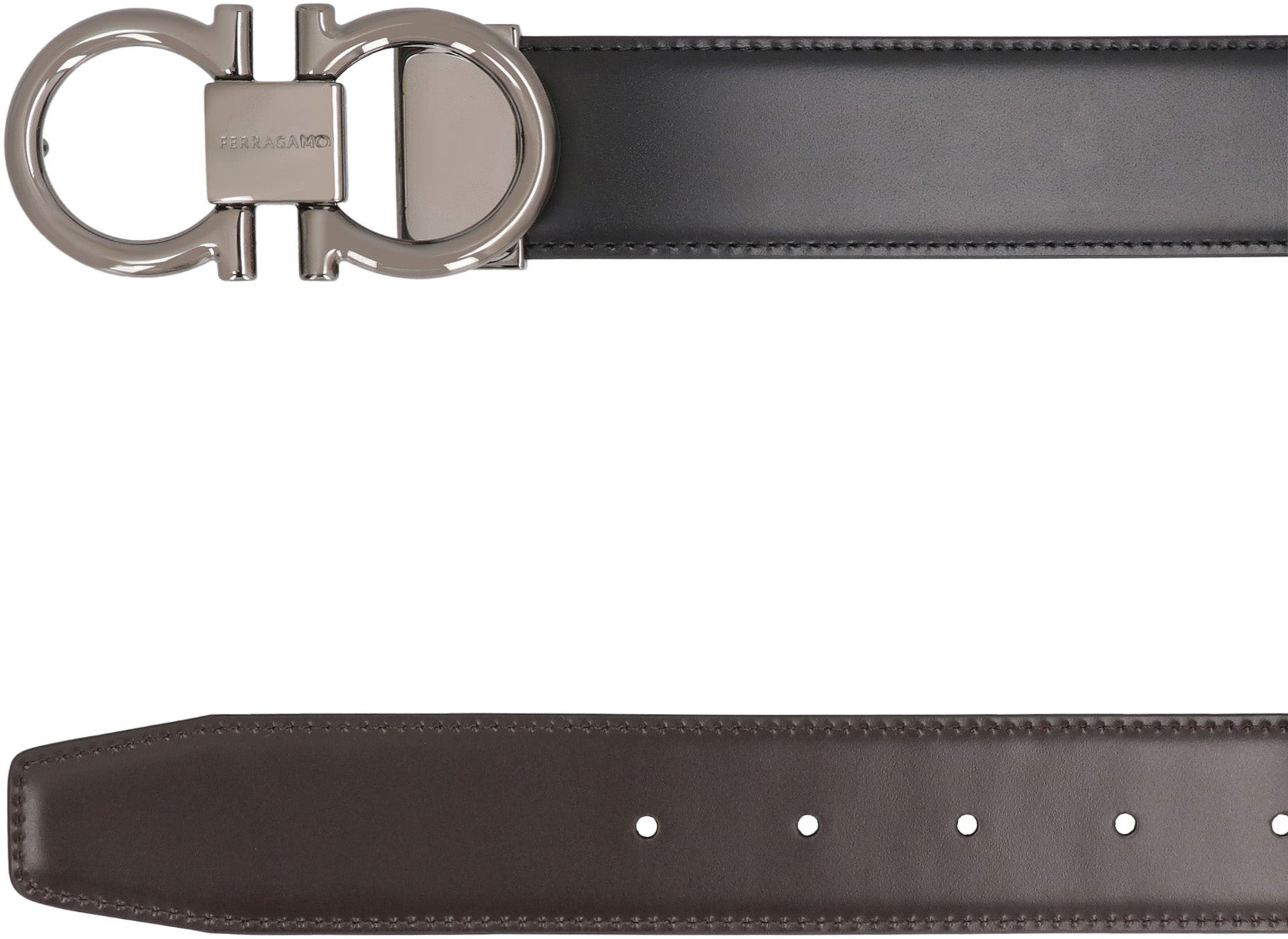 Logo buckle leather belt