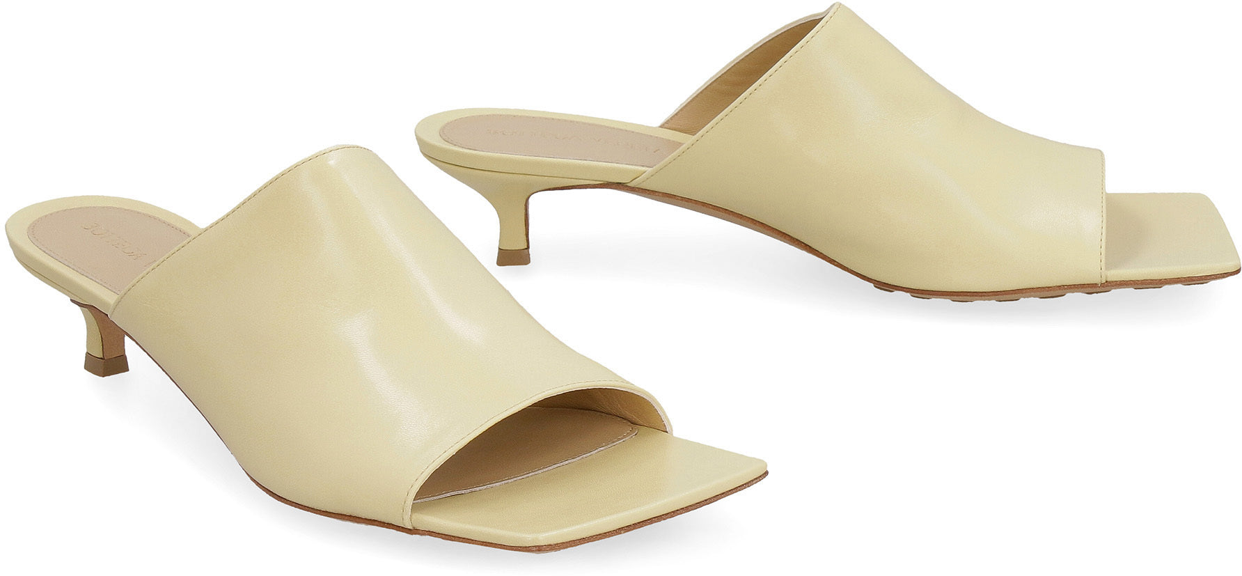 Stretch leather mules
