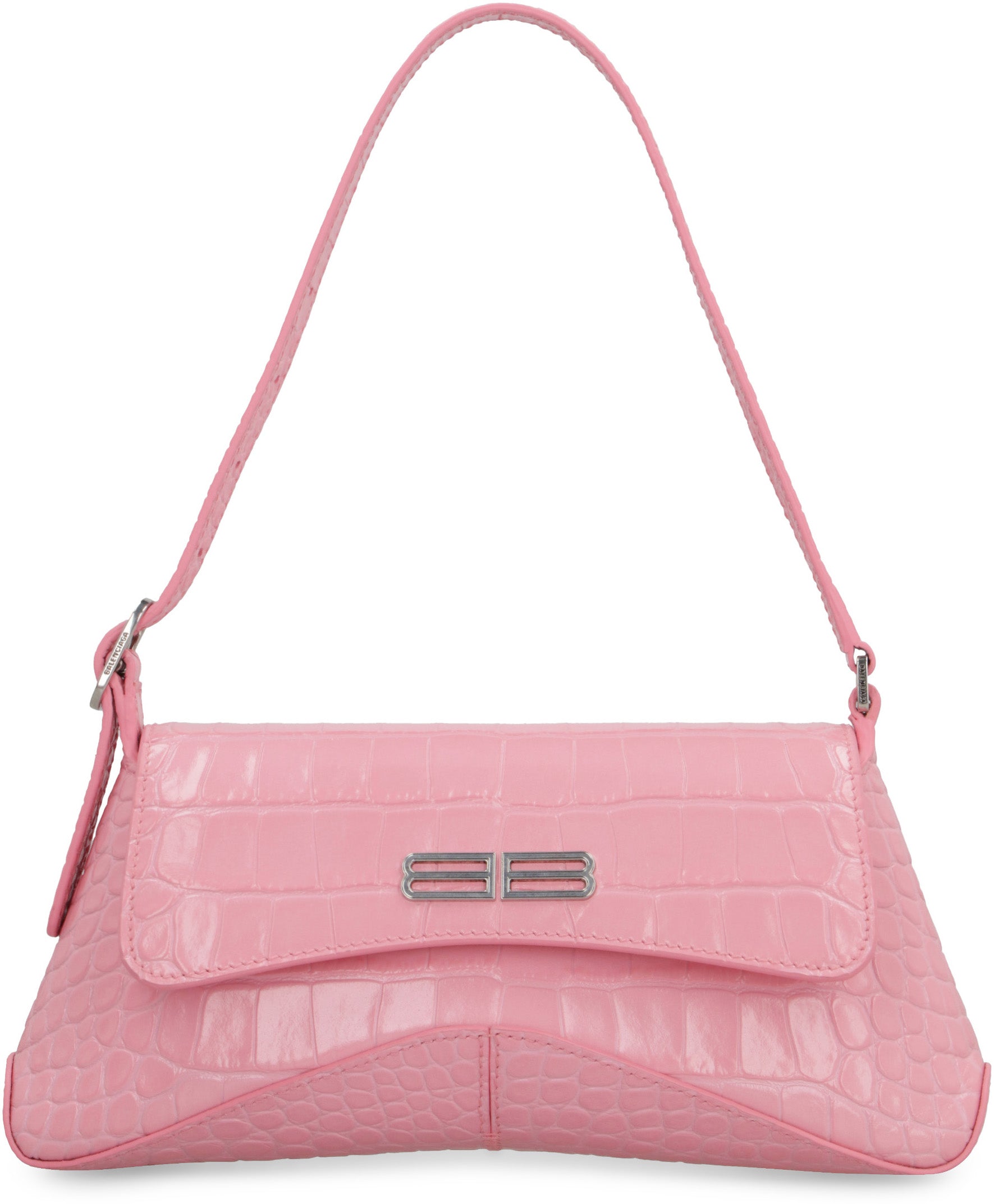 Crocodile print leather shoulder bag