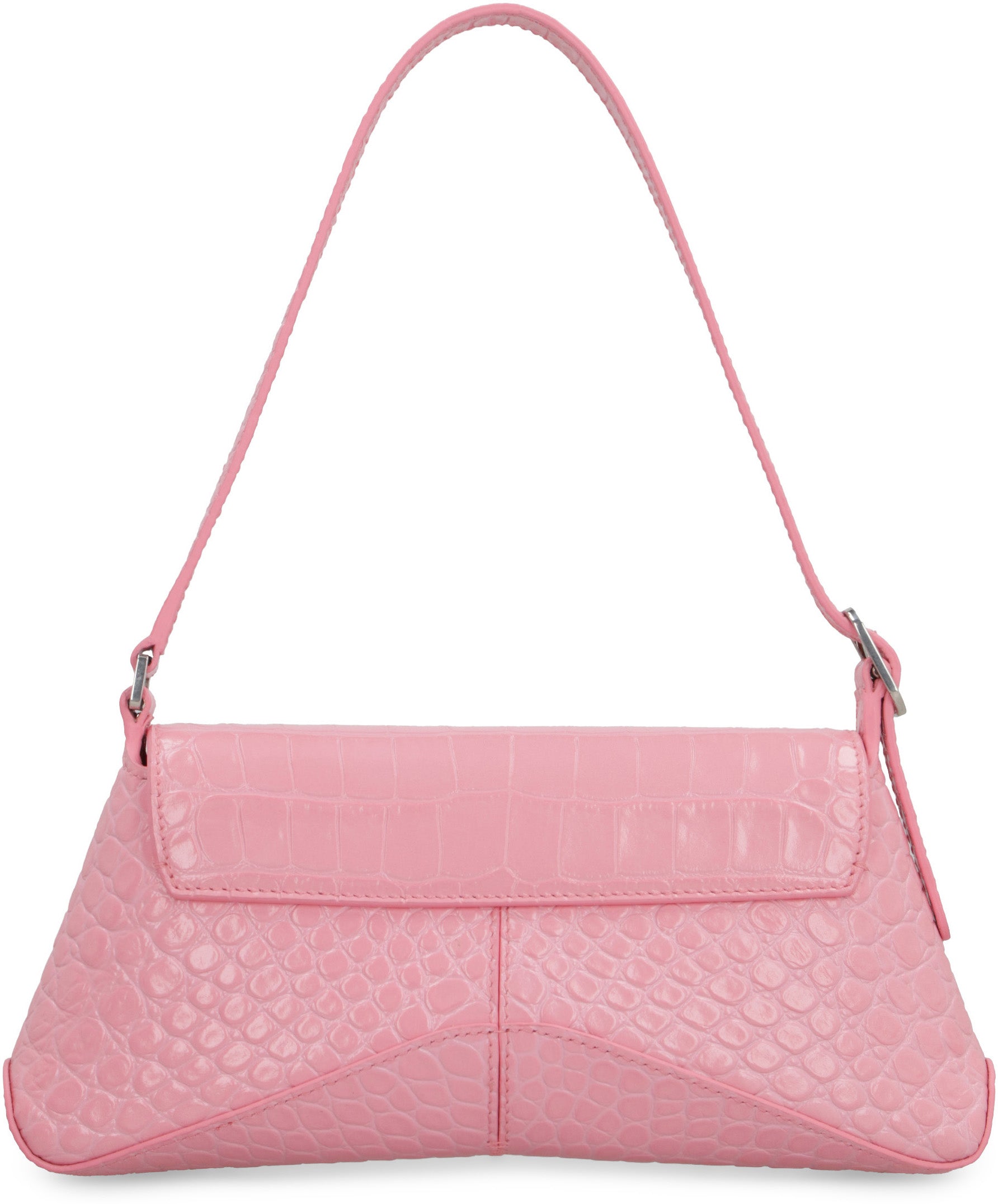 Crocodile print leather shoulder bag