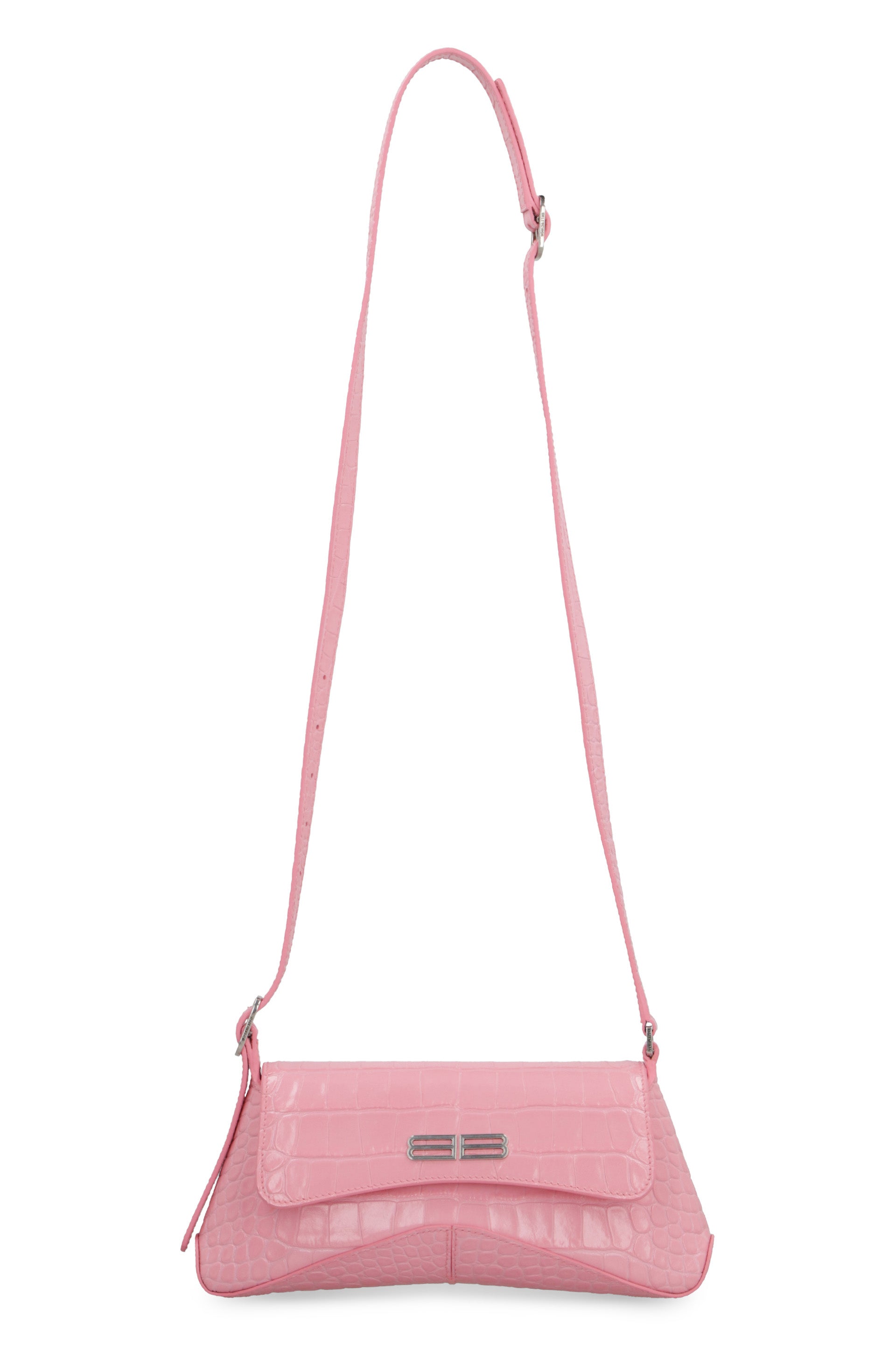 Crocodile print leather shoulder bag