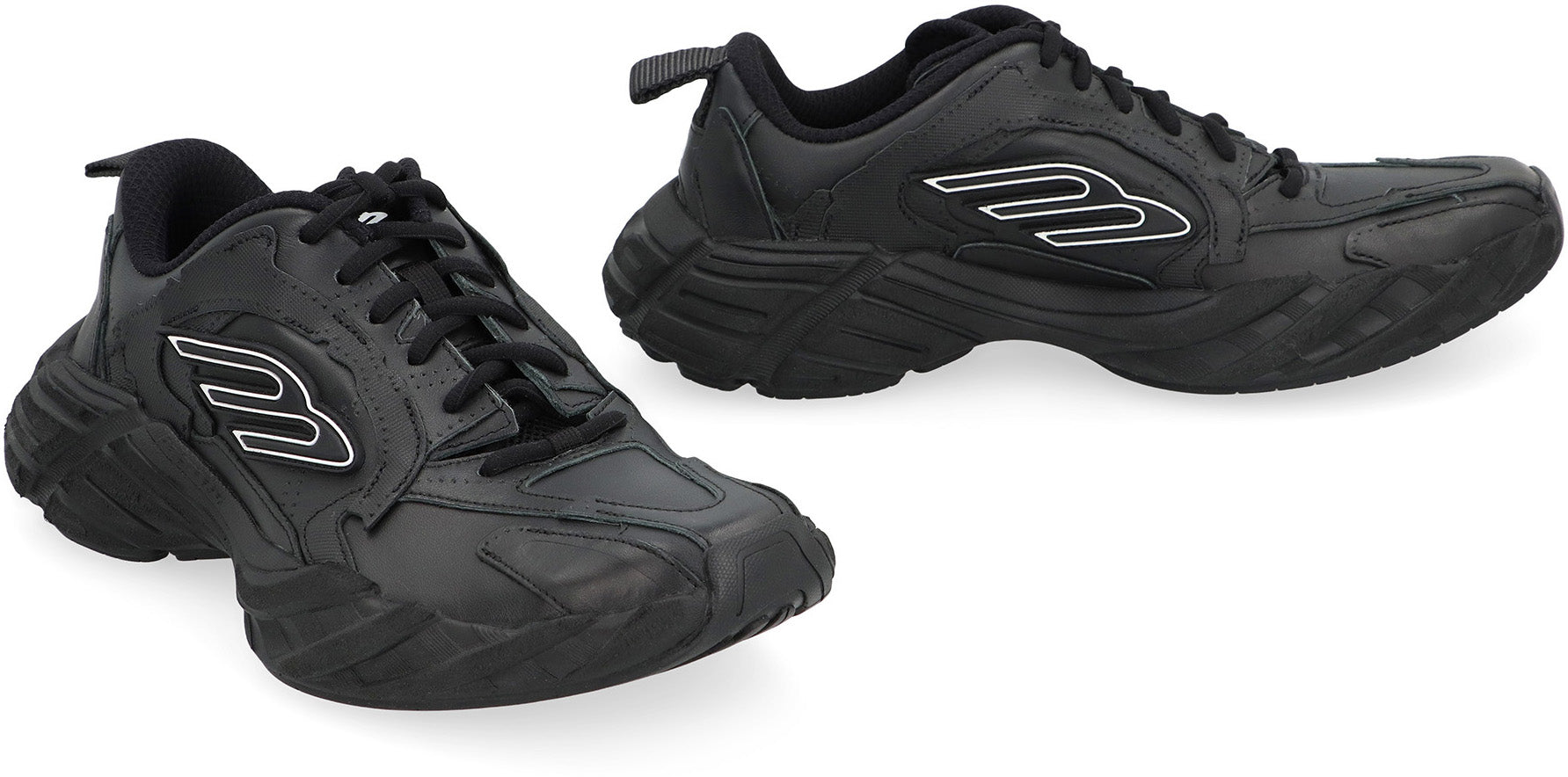 Monday leather and fabric low-top sneakers