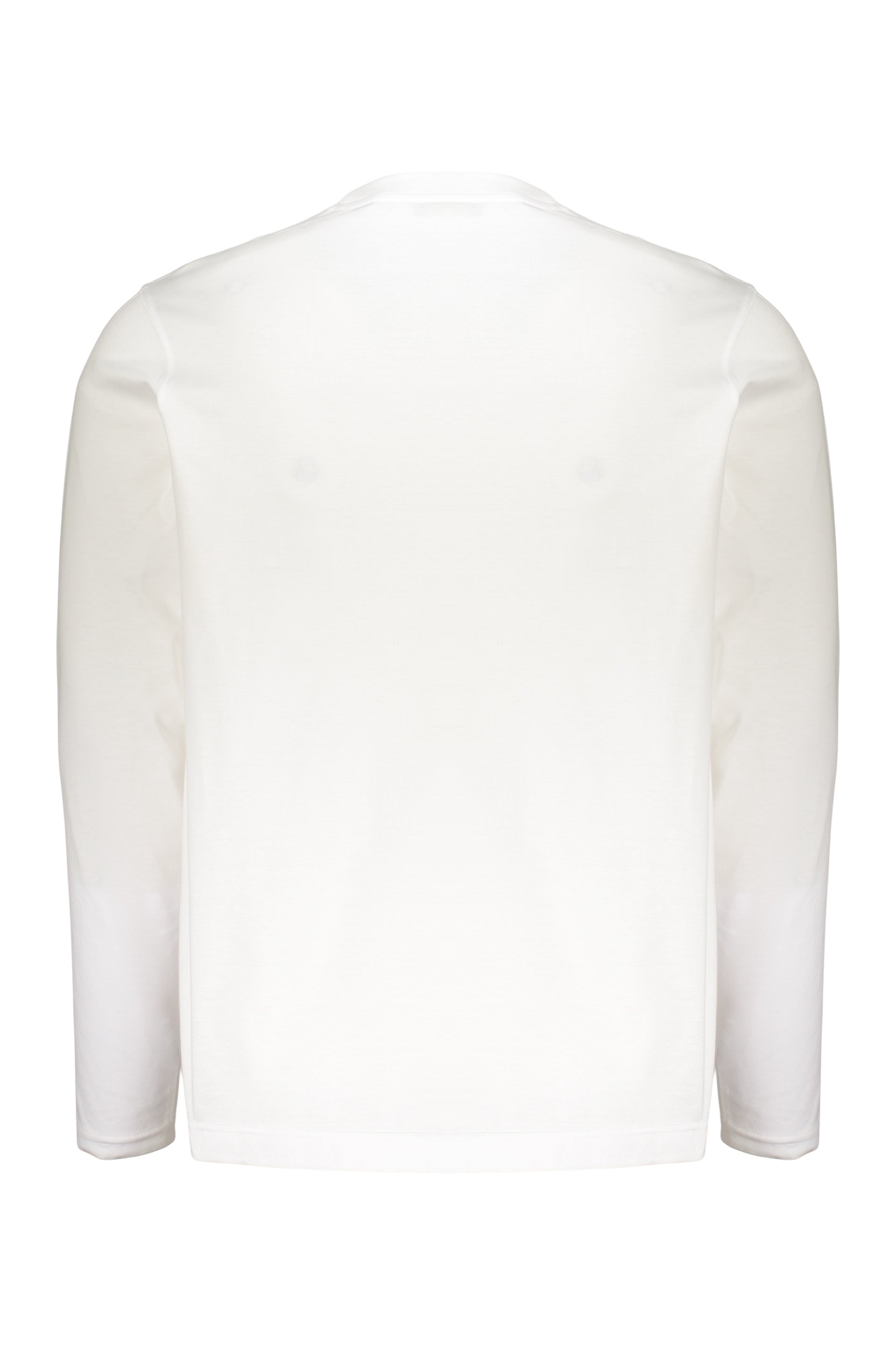 White long-sleeve t-shirt with a minimalist design