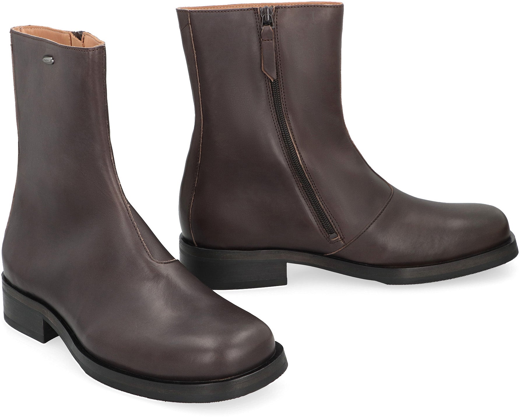 Brown leather boots truck