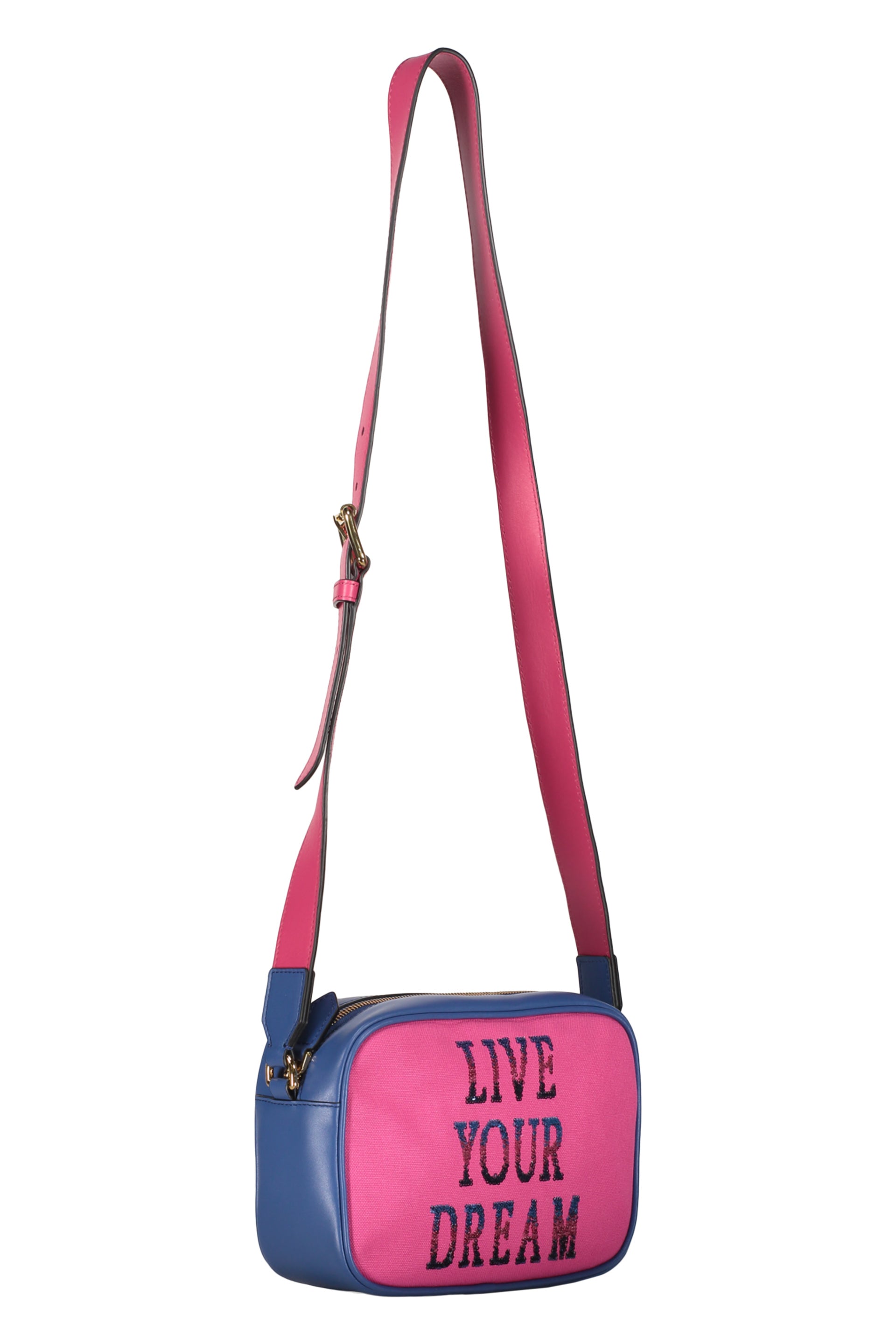 Leather and canvas crossbody bag