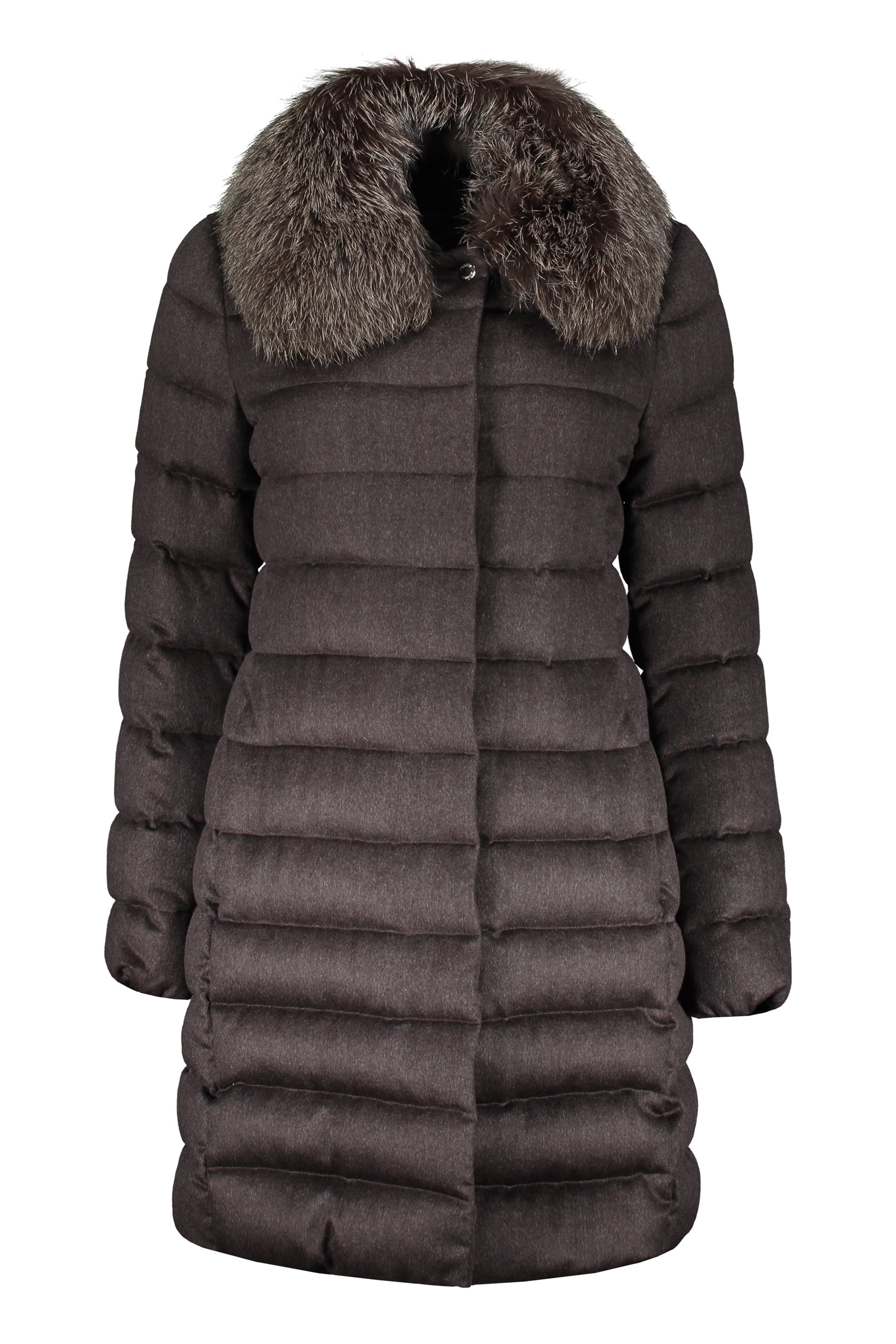 Zip and snap button fastening down jacket