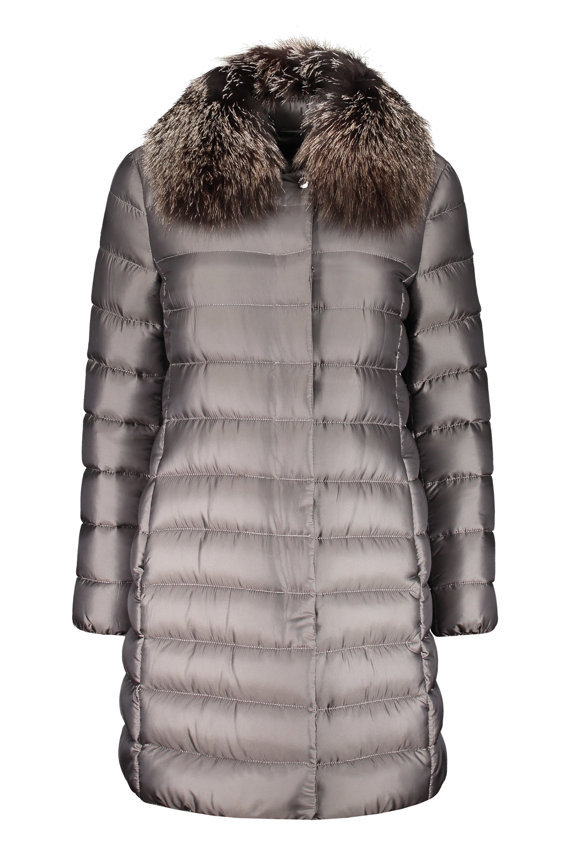 Zip and snap button fastening down jacket