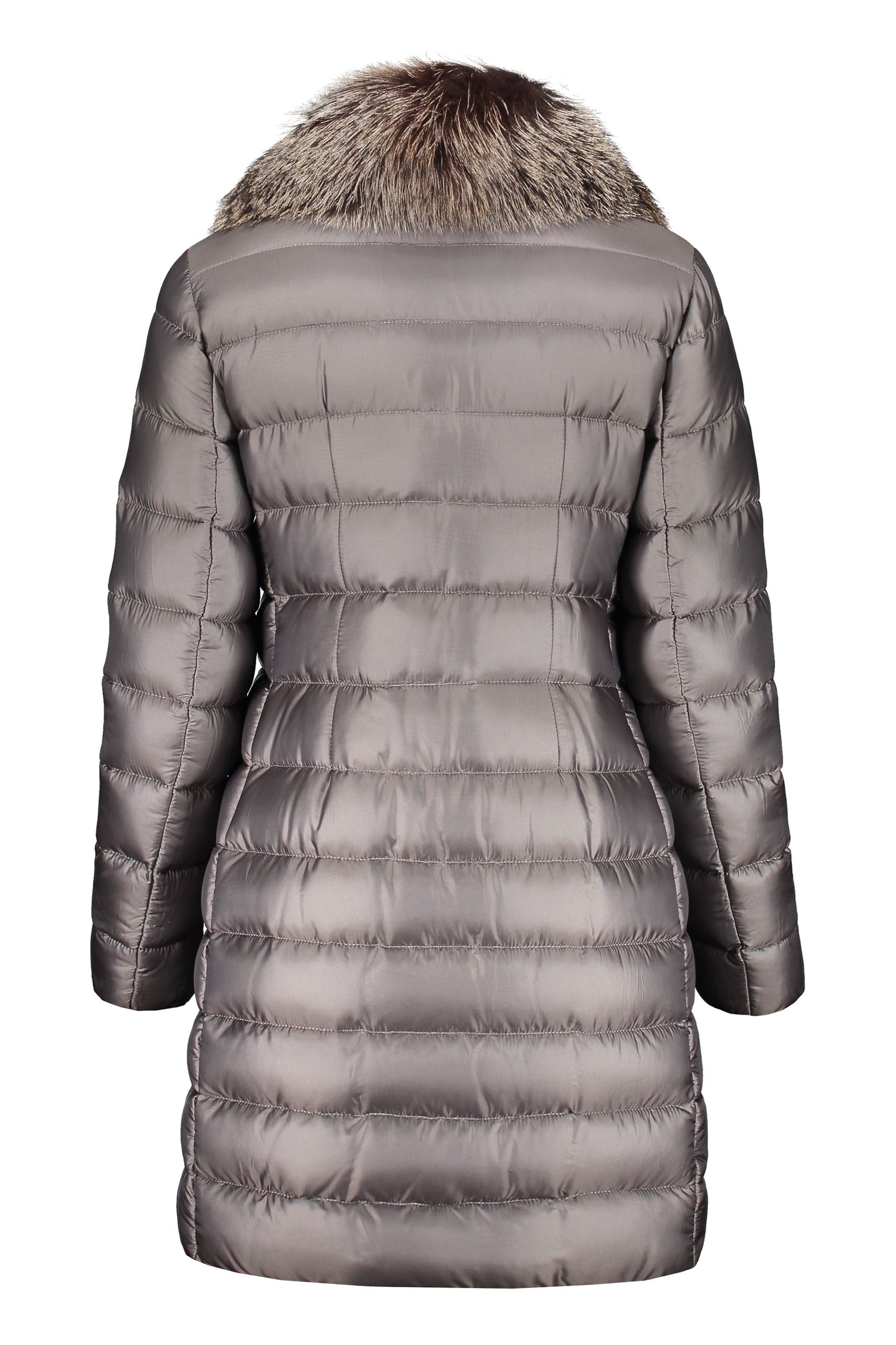 Zip and snap button fastening down jacket