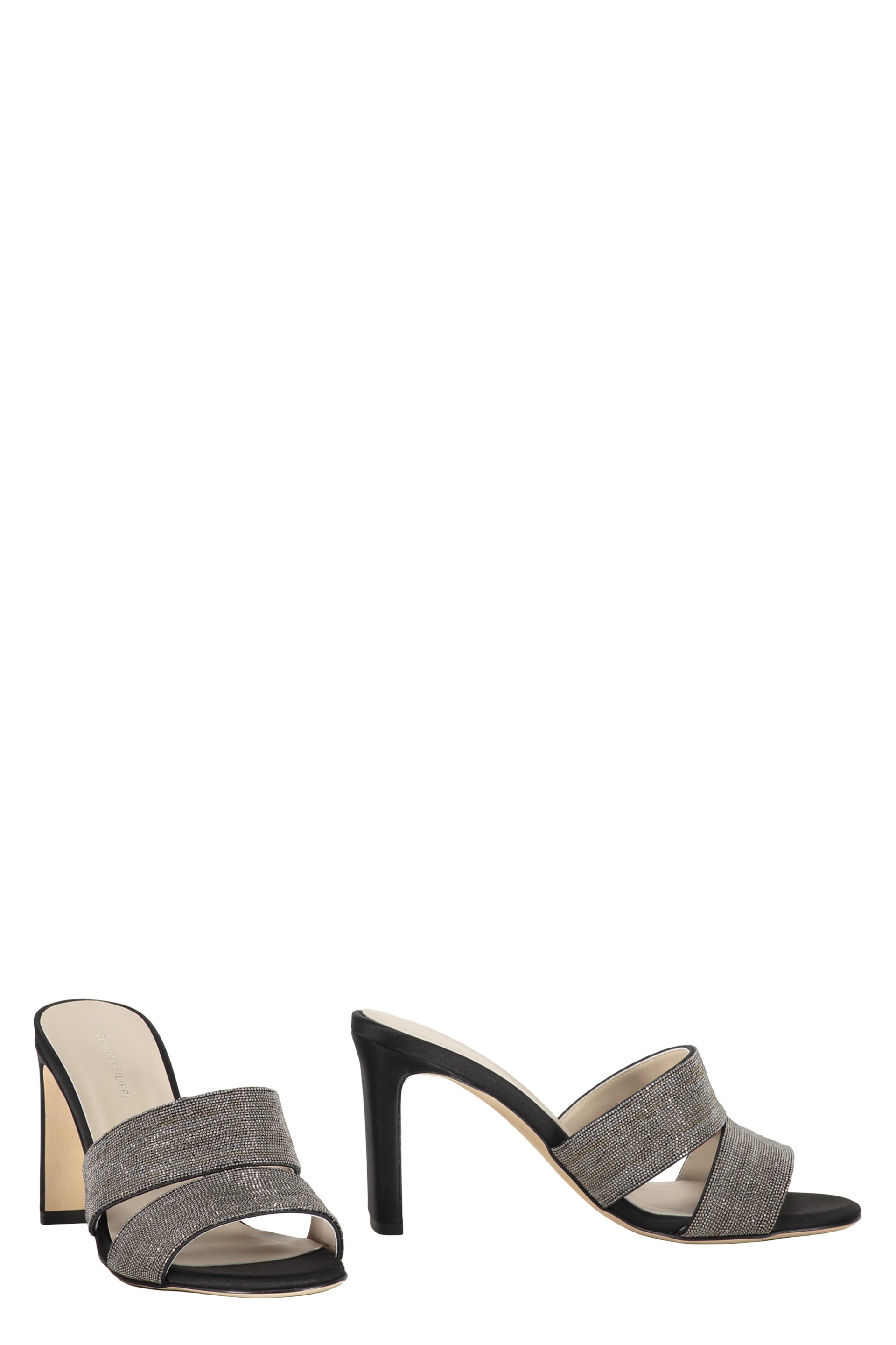 Leather and fabric mules