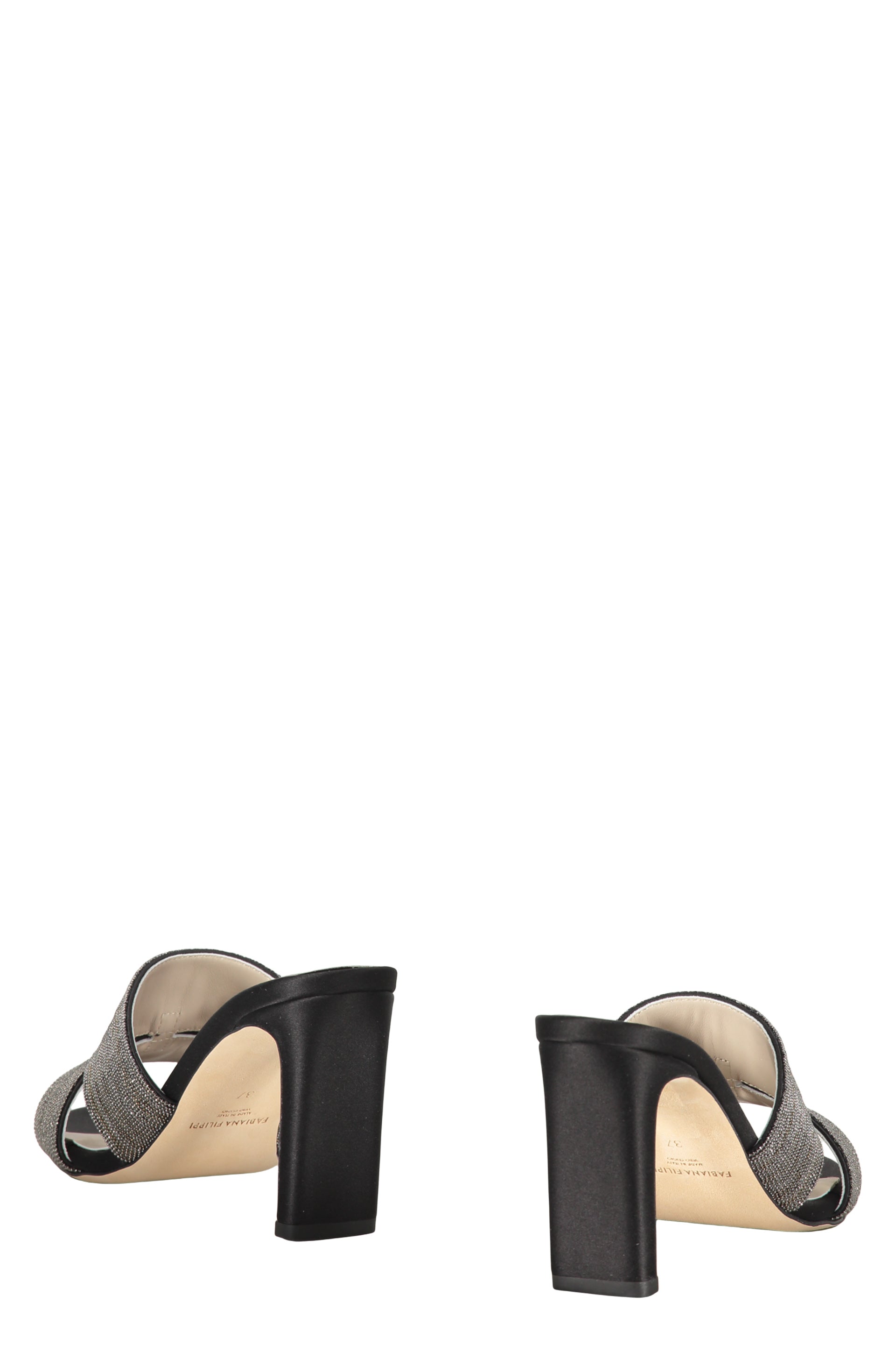 Leather and fabric mules