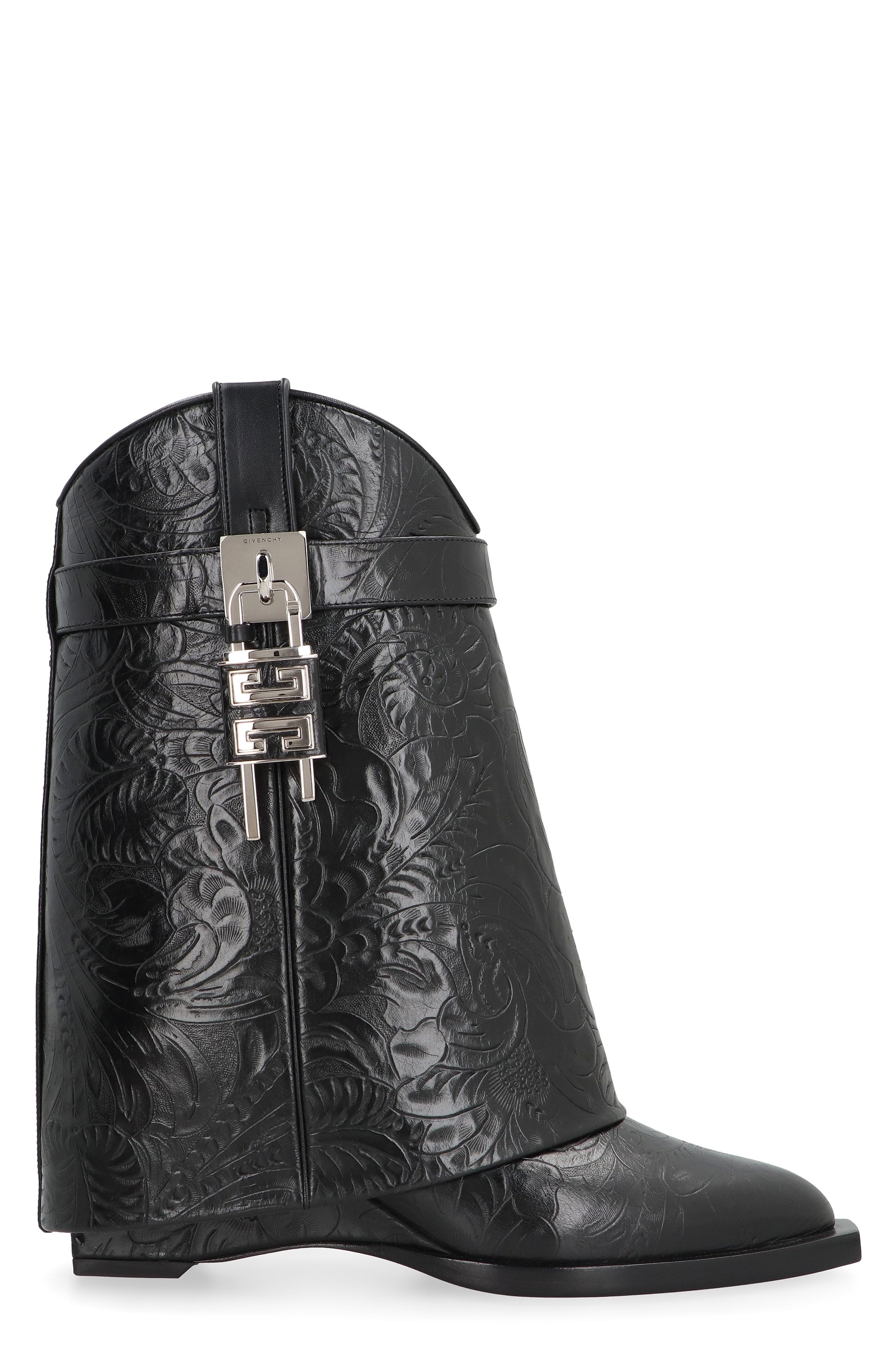Shark Lock Cowboy leather ankle boots