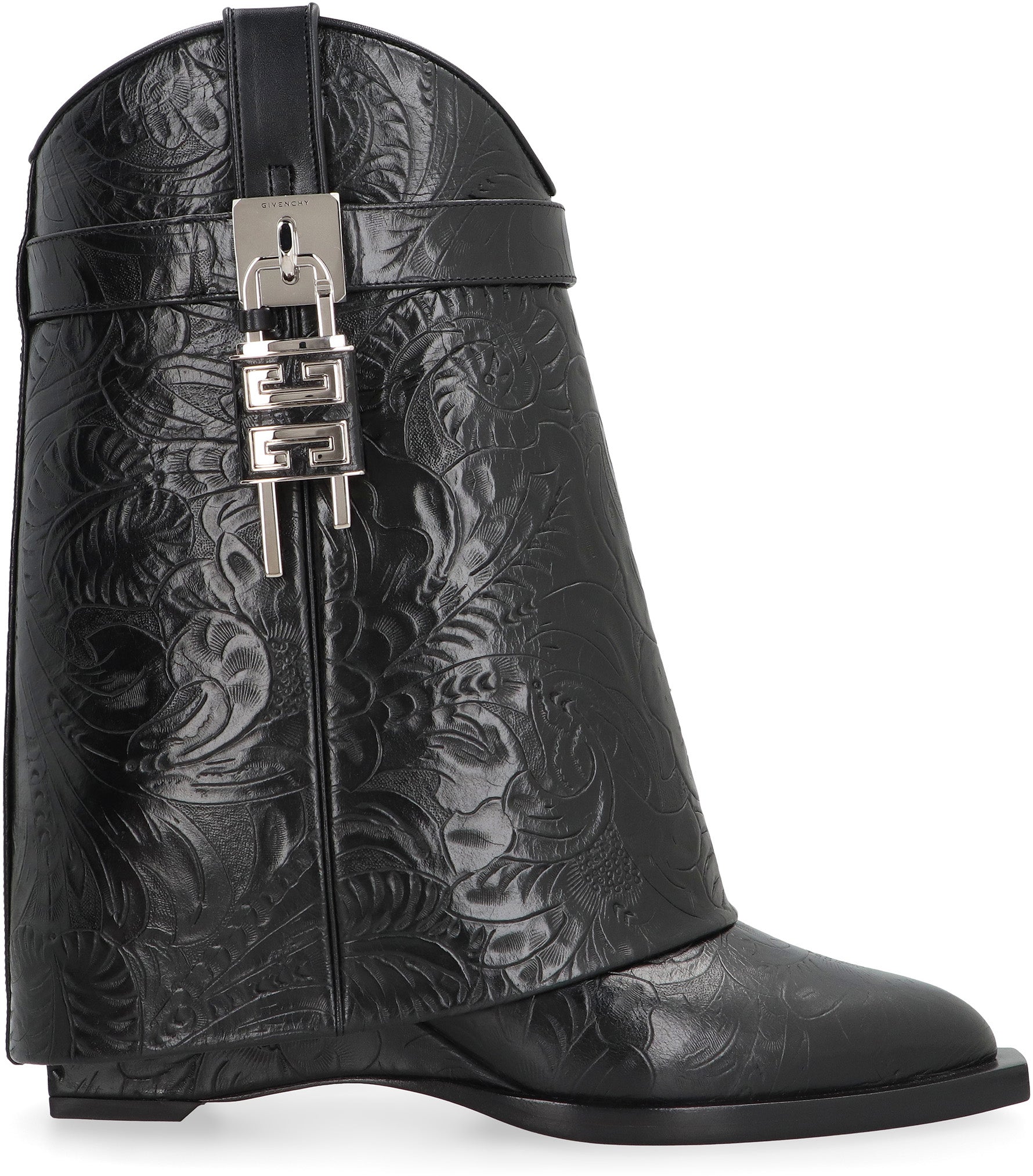 Shark Lock Cowboy leather ankle boots