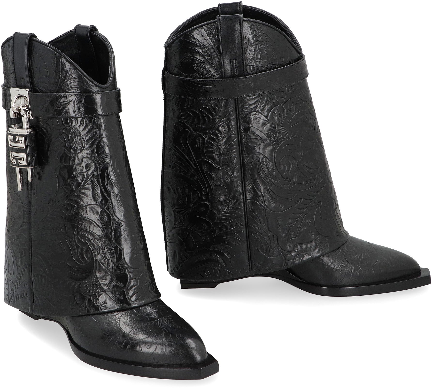 Shark Lock Cowboy leather ankle boots