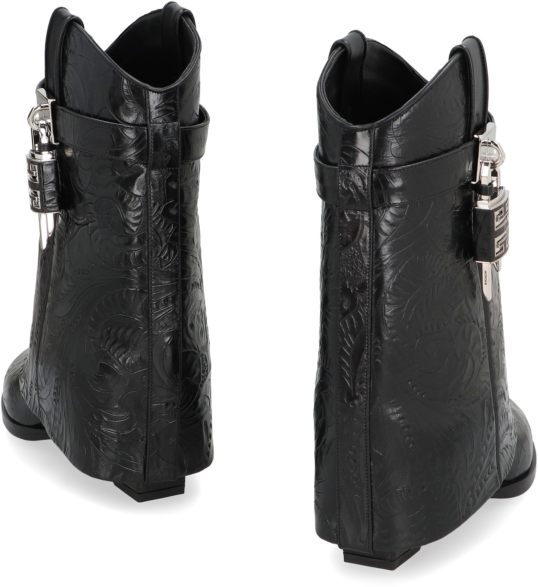 Shark Lock Cowboy leather ankle boots