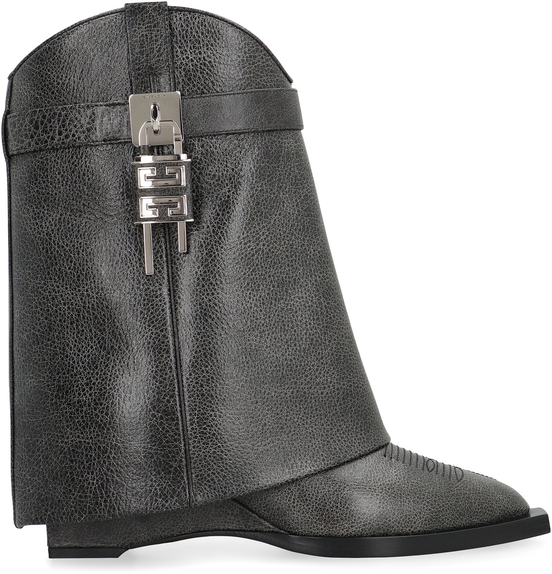 Shark Lock Cowboy Leather ankle boots