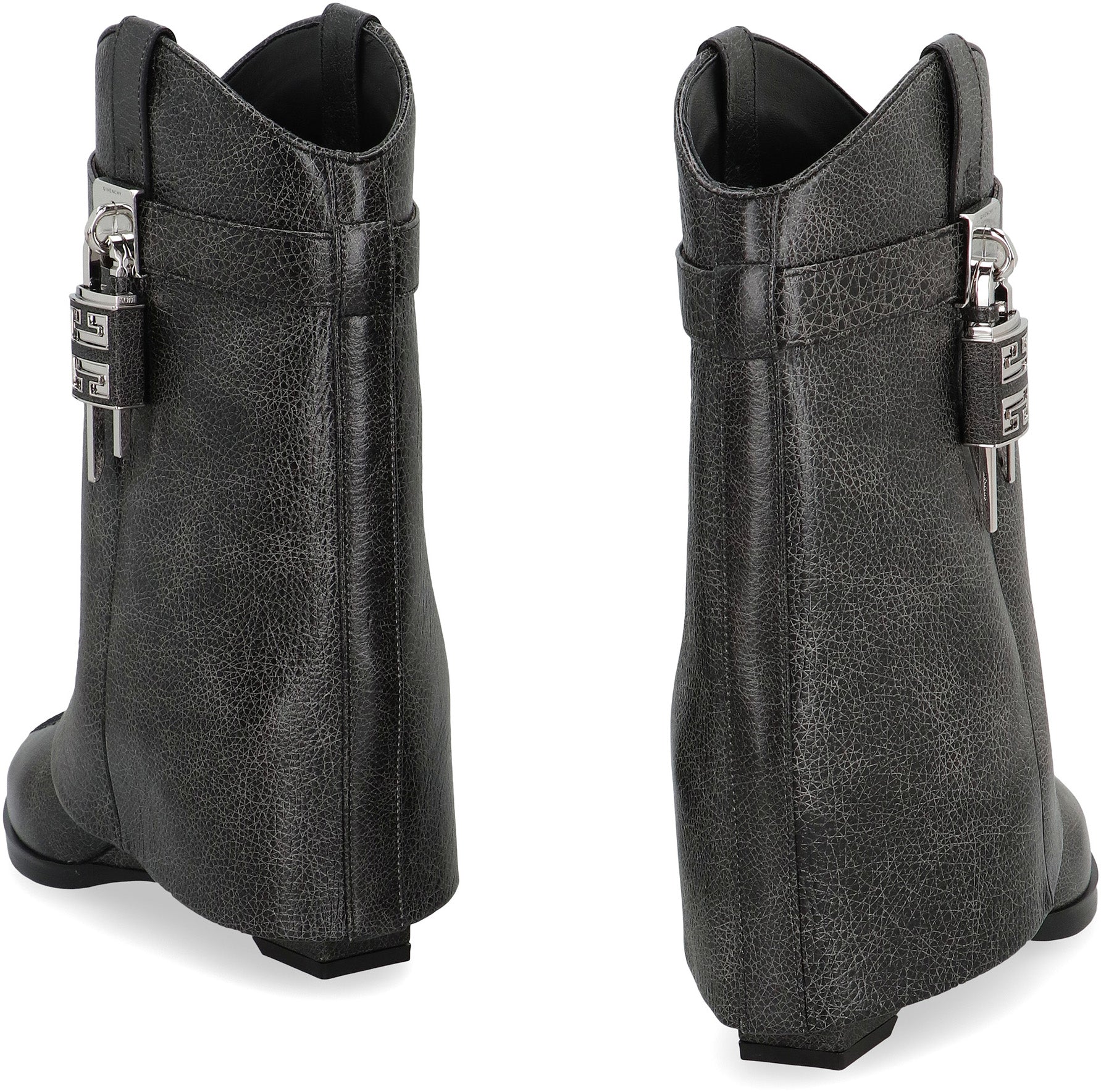 Shark Lock Cowboy Leather ankle boots