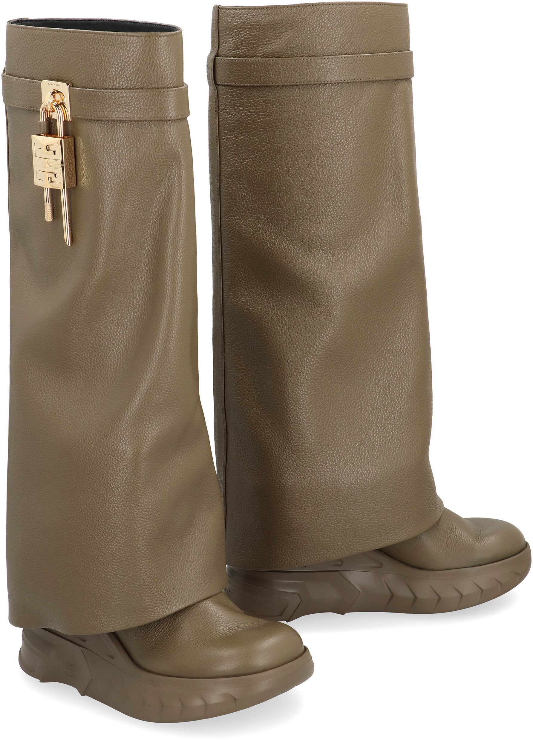 Shark Lock Biker leather ankle boots