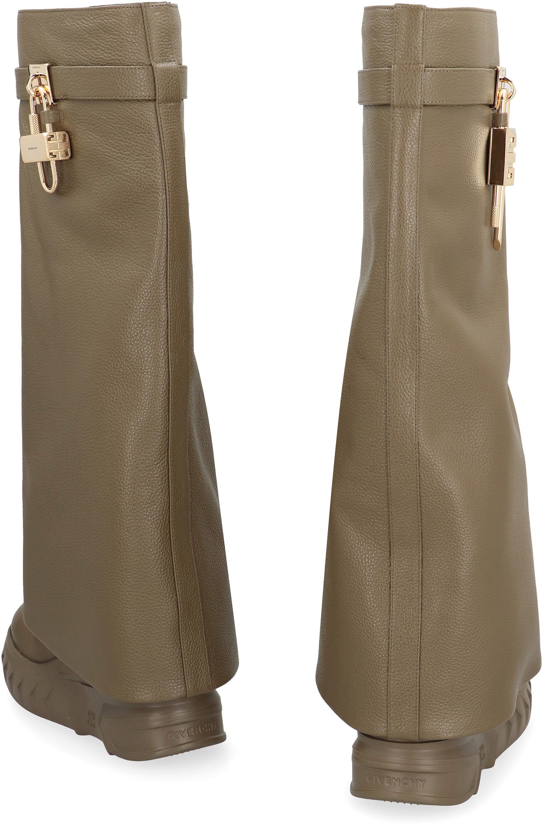 Shark Lock Biker leather ankle boots