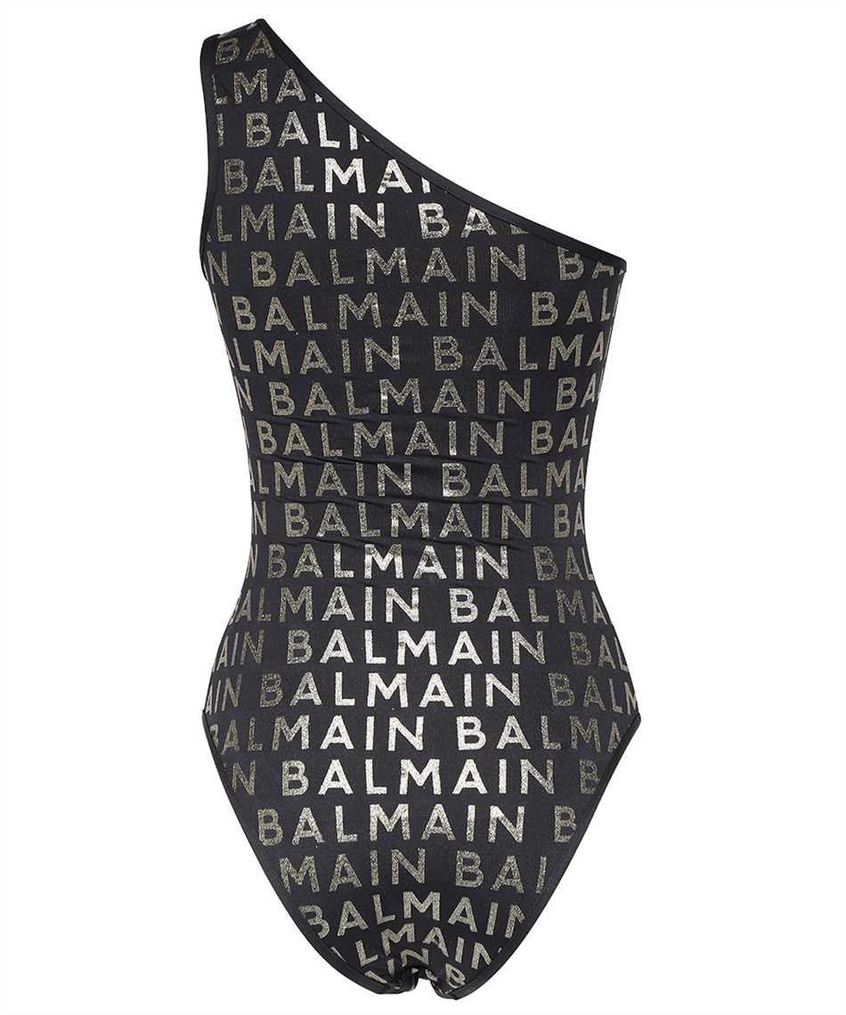 Logo print one-shoulder swimsuit