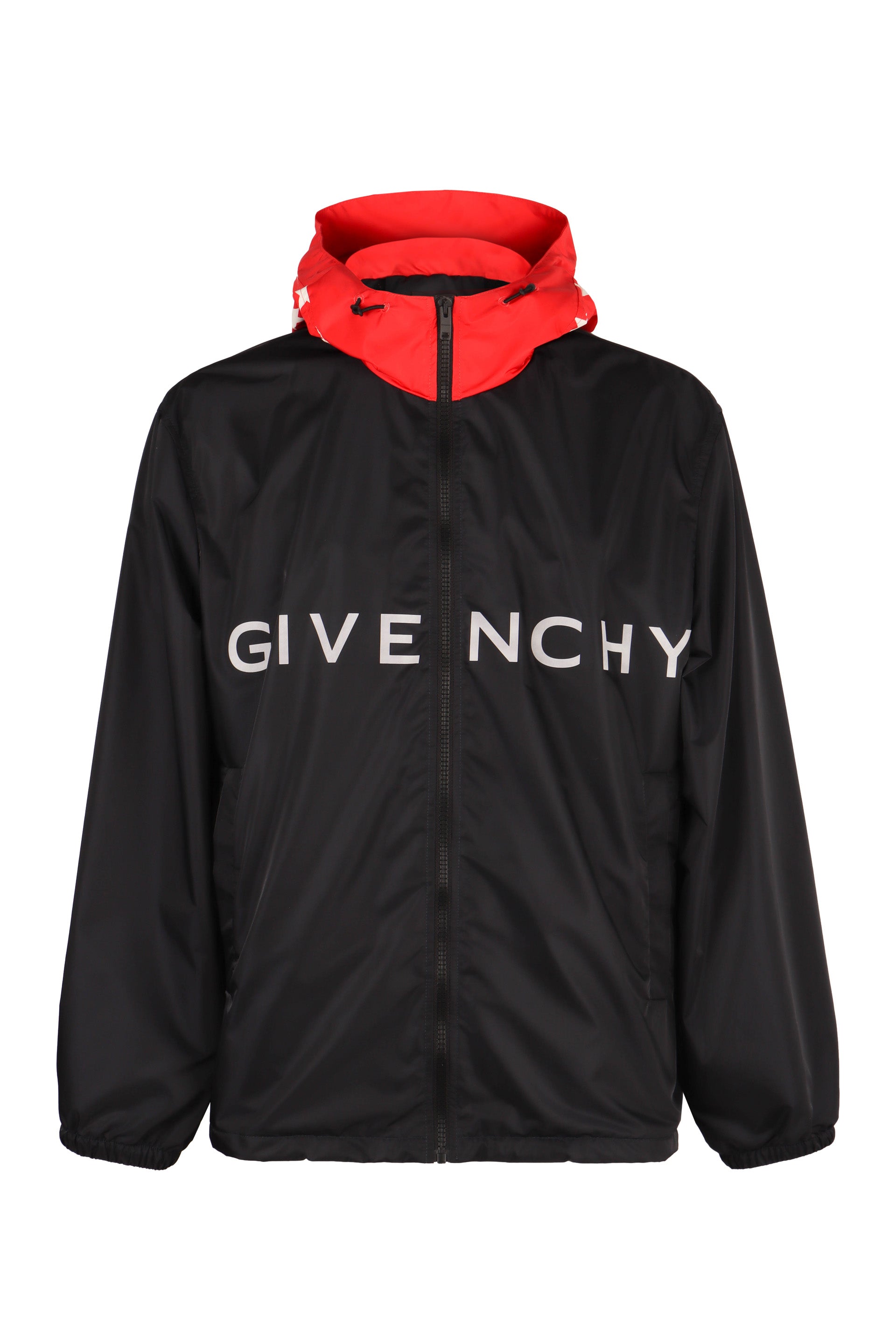 Technical fabric hooded jacket