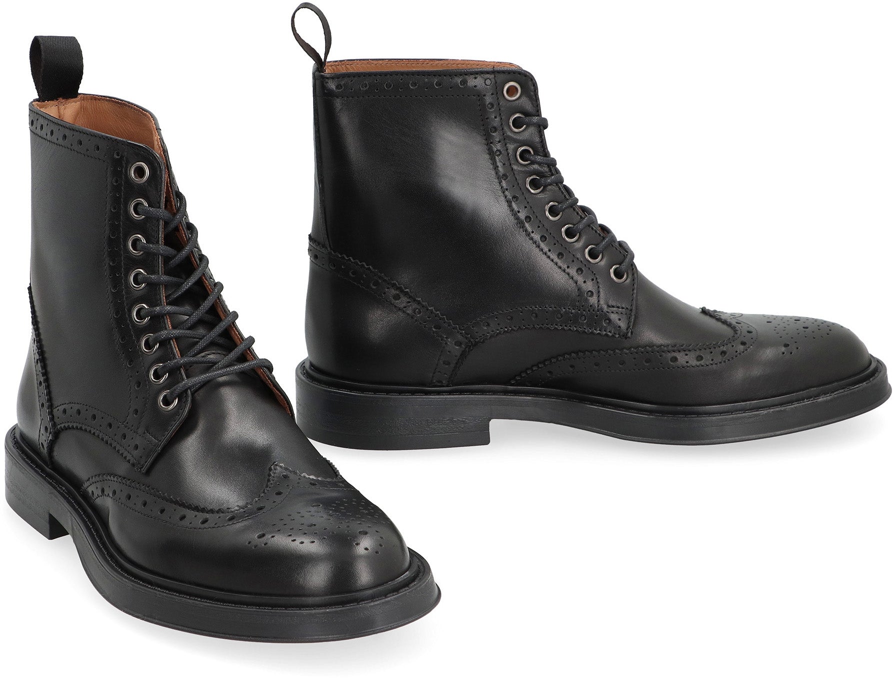 Leather lace-up boots