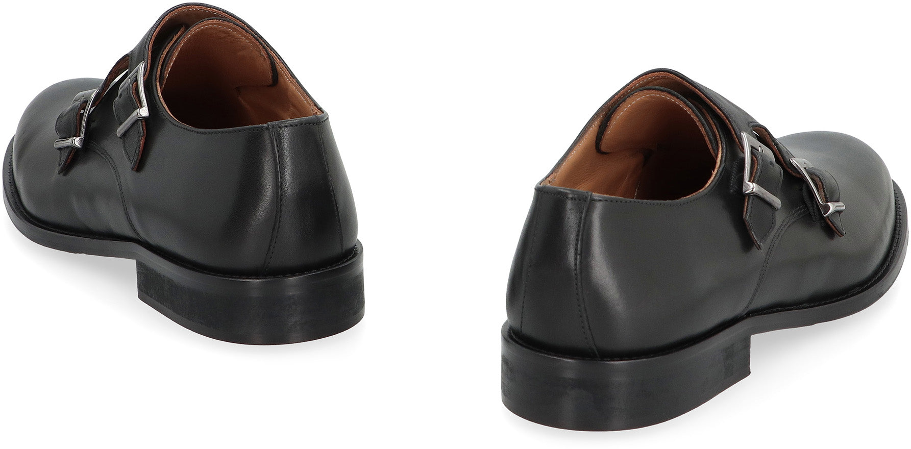 Leather monk-strap shoes