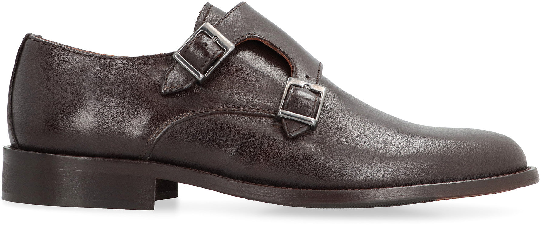 Leather monk-strap shoes